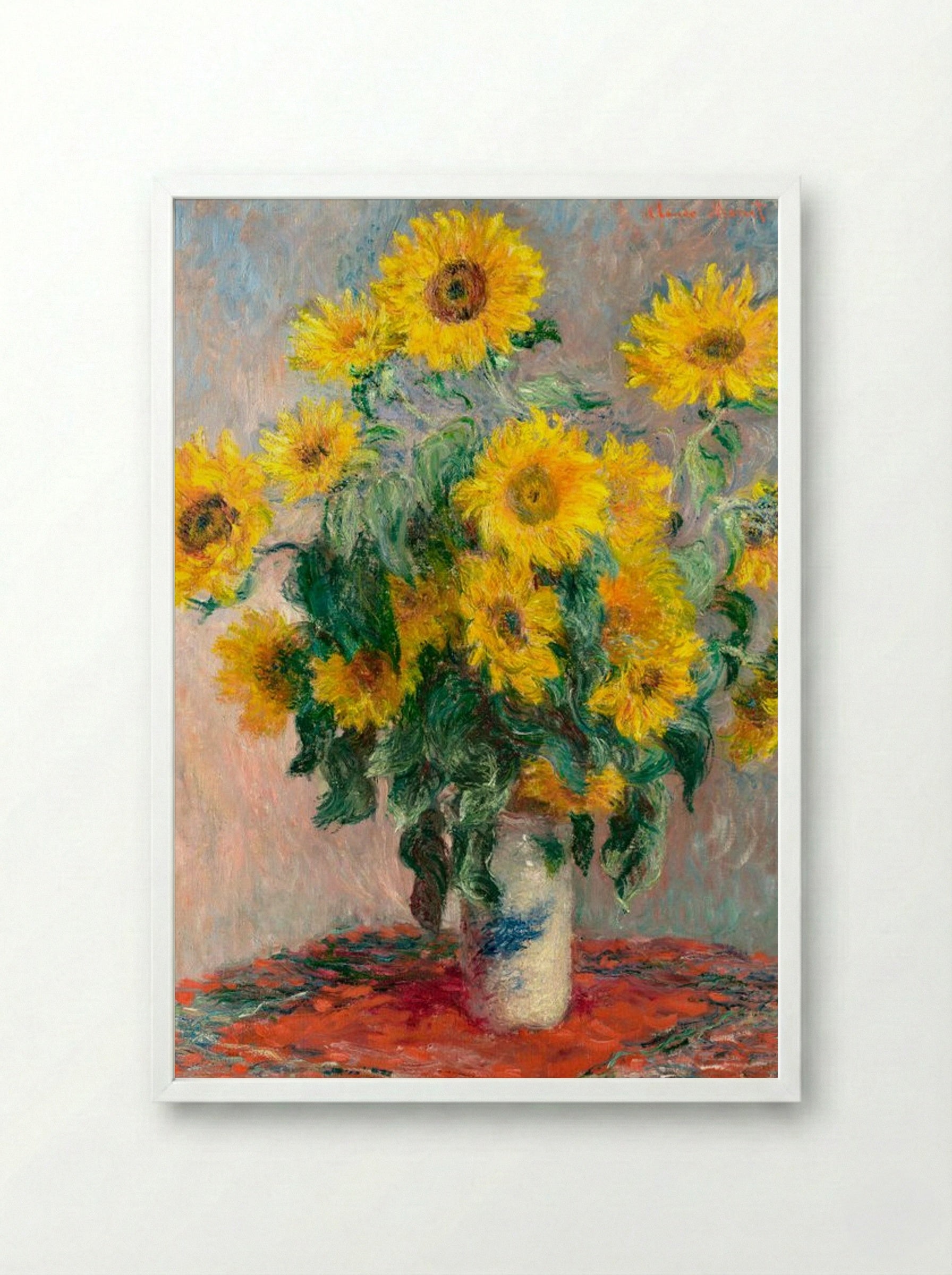 Bouquet of Sunflowers - Claude Monet - Framed Print White