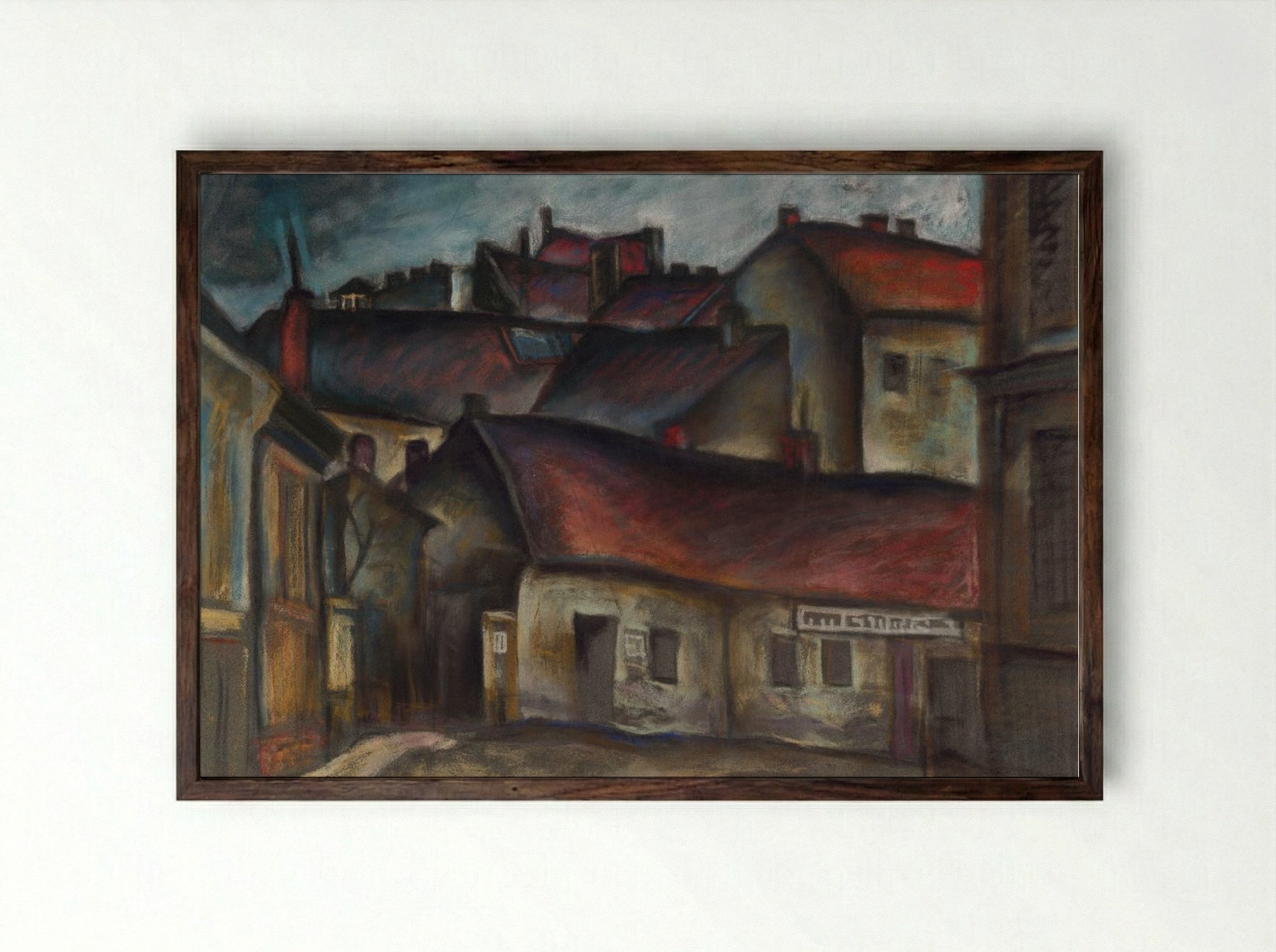 The Outskirts of the City - Konstantin Bauer - Framed Print Dark Wood