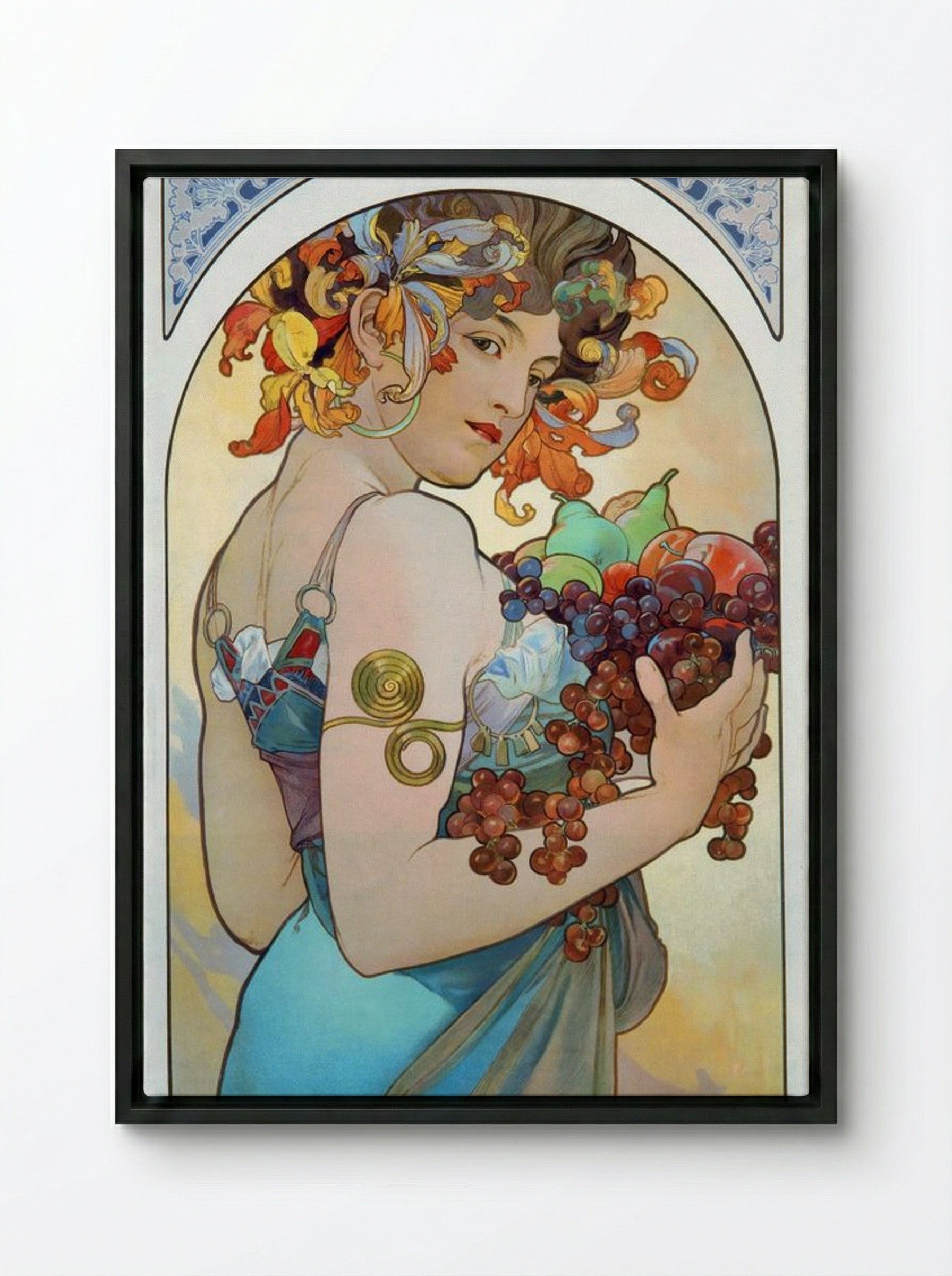 Fruit - Alphonse Mucha - Framed Canvas Black