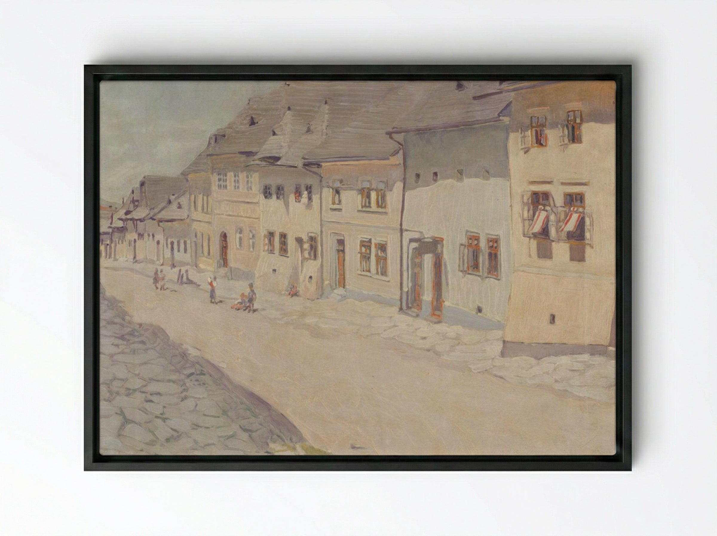 Street in Liptovský Svätý Mikuláš - Konštantín Bauer - Framed Canvas Black