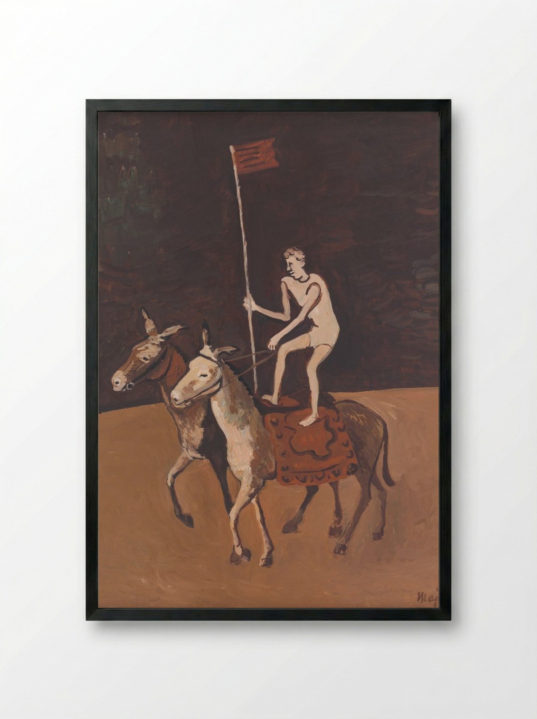 Circus Performer on Horses - Cyprián Majerník - Framed Print Black