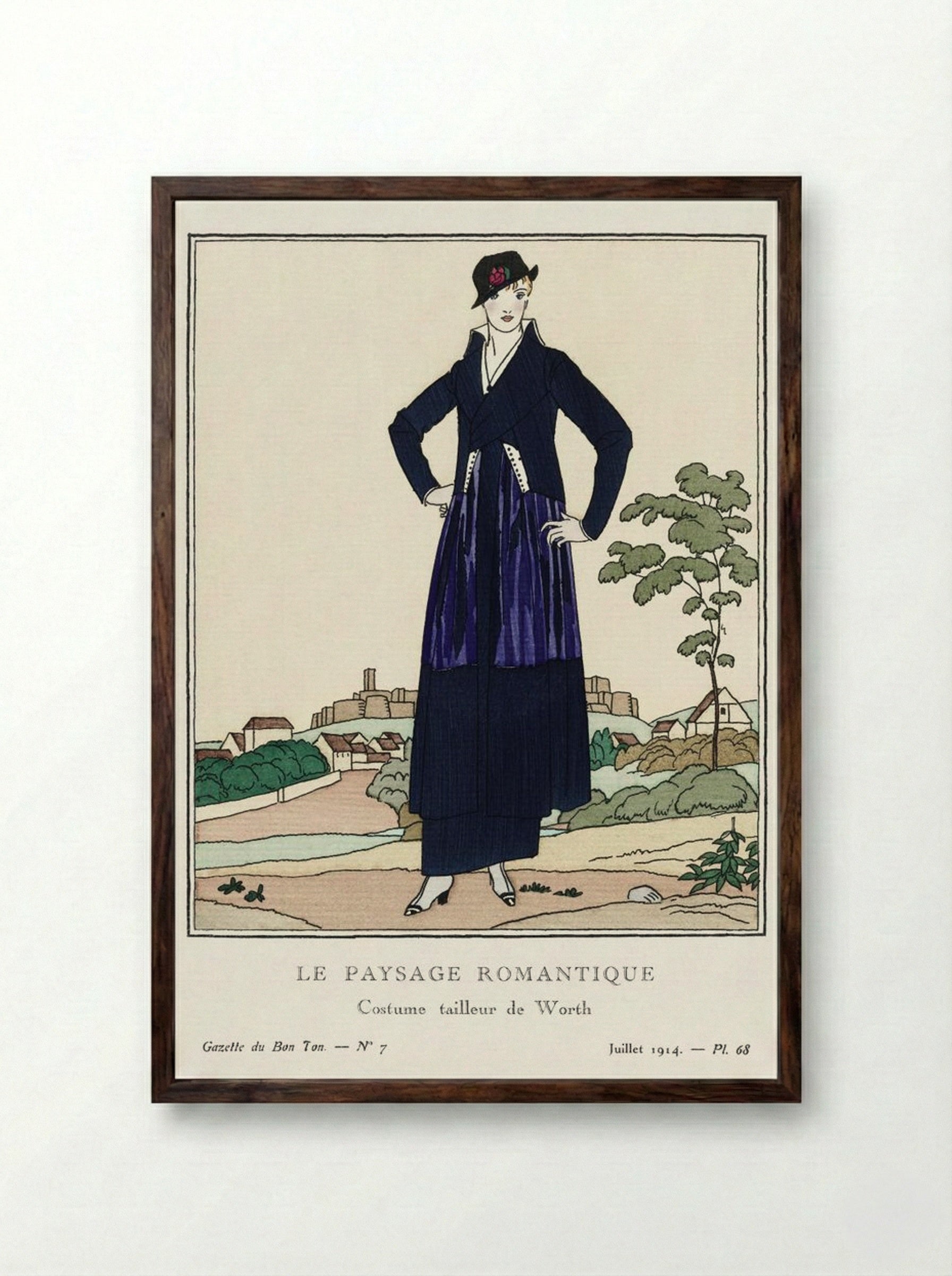 Le Paysage Romantique, Costume Tailleur de Worth - Bernard Boutet de Monvel - Framed Print Dark Wood