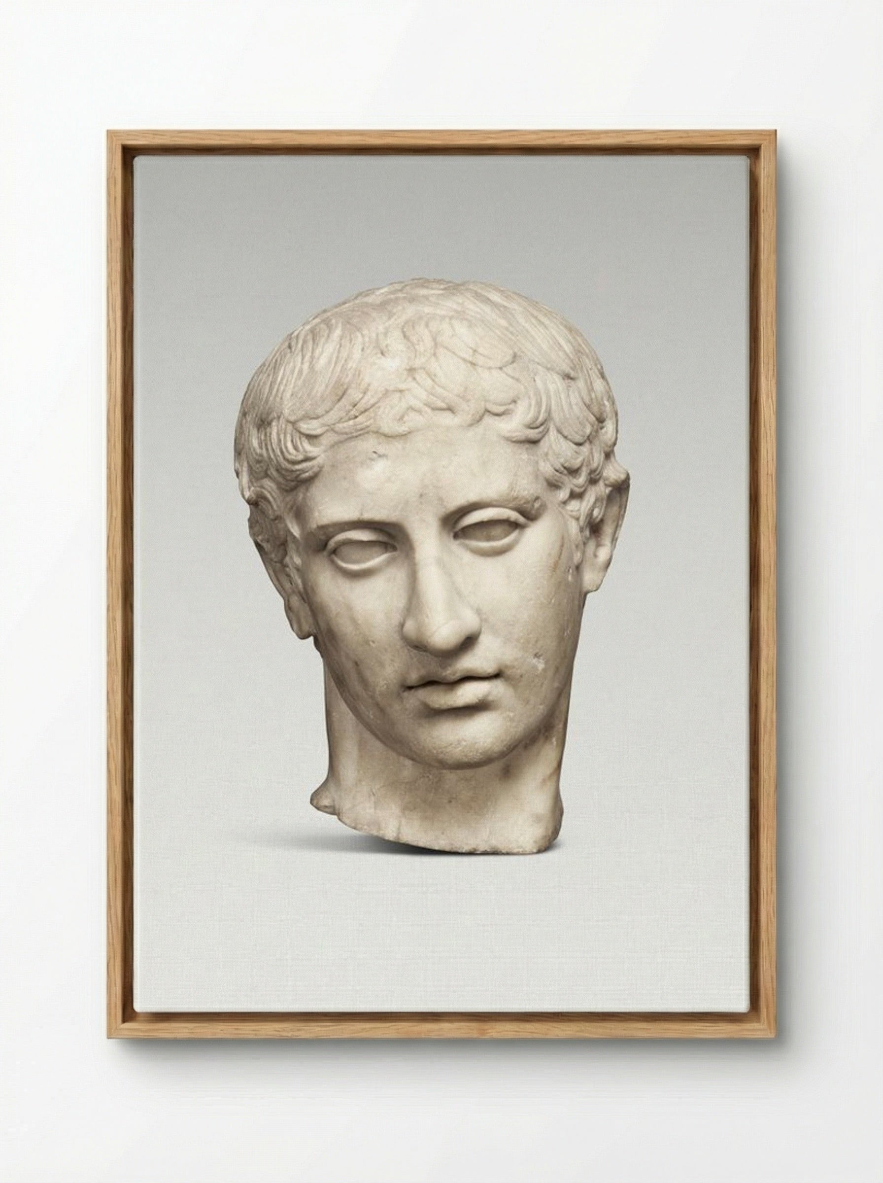 Marble Head of a Youth - Fine Art Print - Framed Canvas Wood