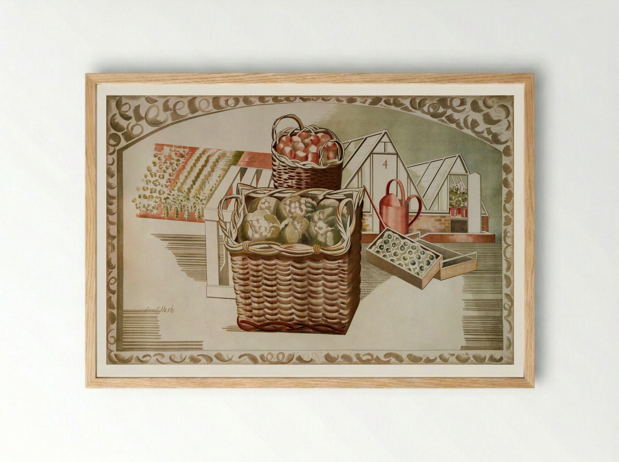 Fruit Gardens and Orchard - Paul Nash - Framed Print Wood