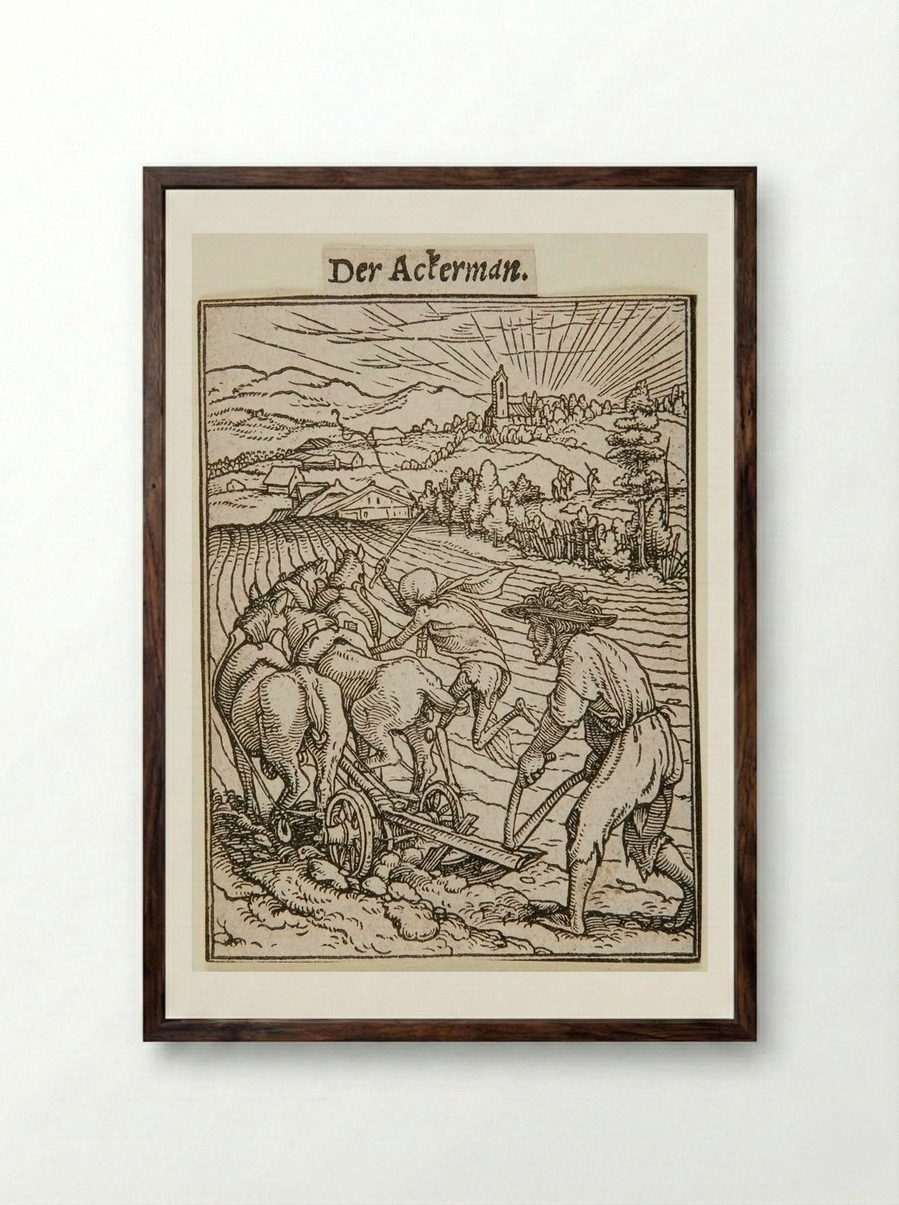 The Ploughman - Hans Holbein the Younger - Framed Print Dark Wood