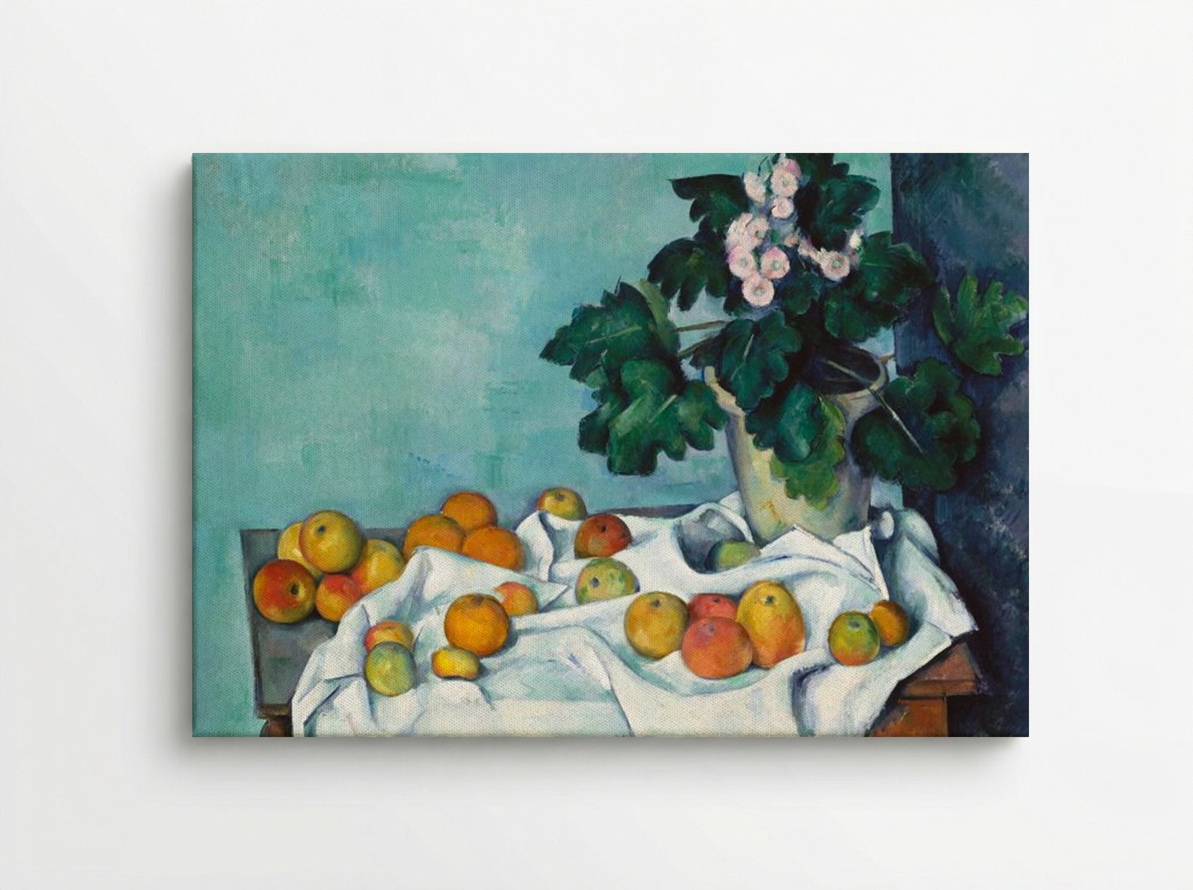 Still Life with Apples and a Pot of Primroses - Paul Cézanne - Canvas