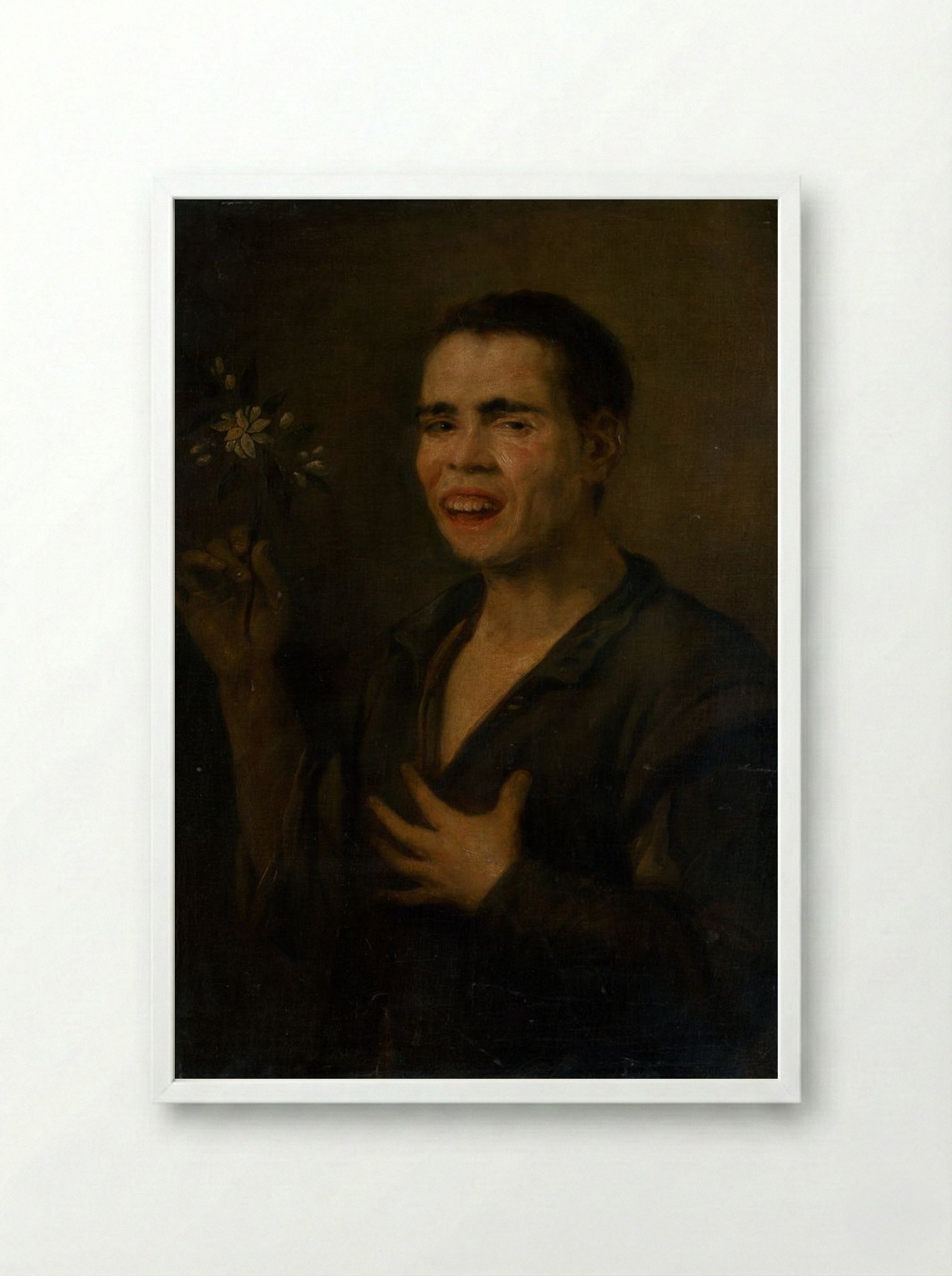 Boy with Orange Blossom - Bartolomé Esteban Murillo - Framed Print White