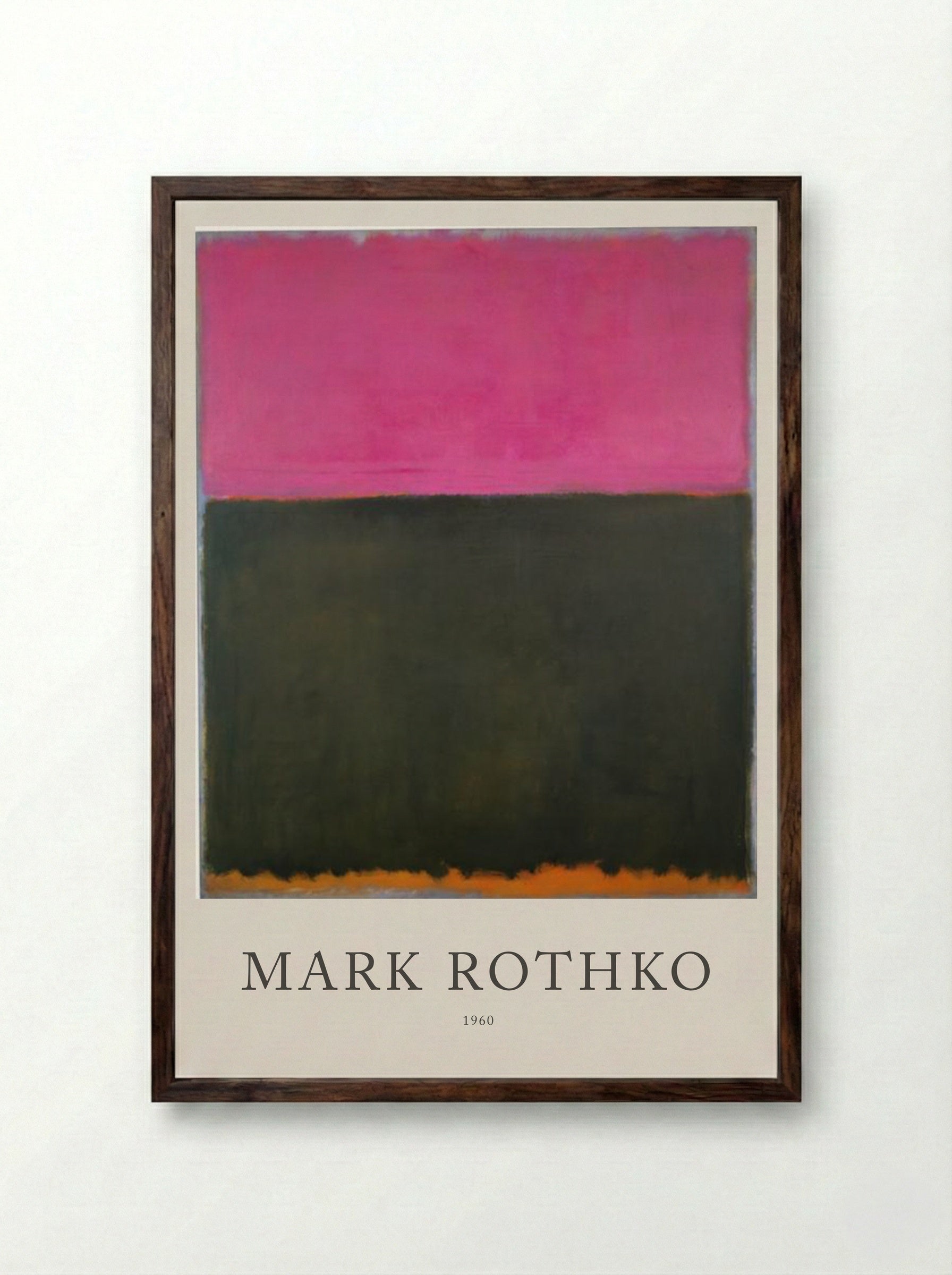 Untitled (Pink over Dark Green) - Mark Rothko - Framed Print Dark Wood