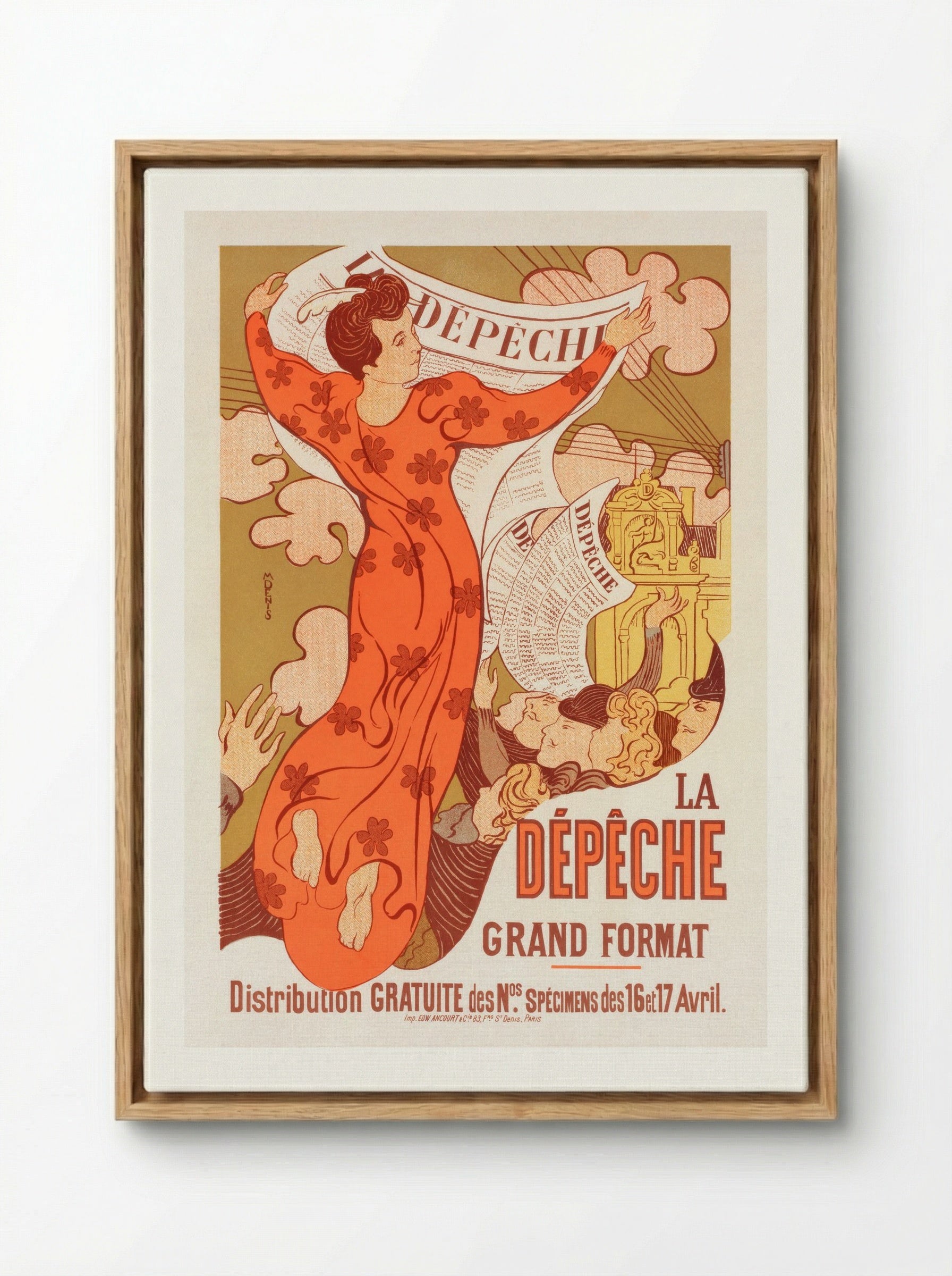 Poster for La Dépêche de Toulouse - Maurice Denis - Framed Canvas Wood
