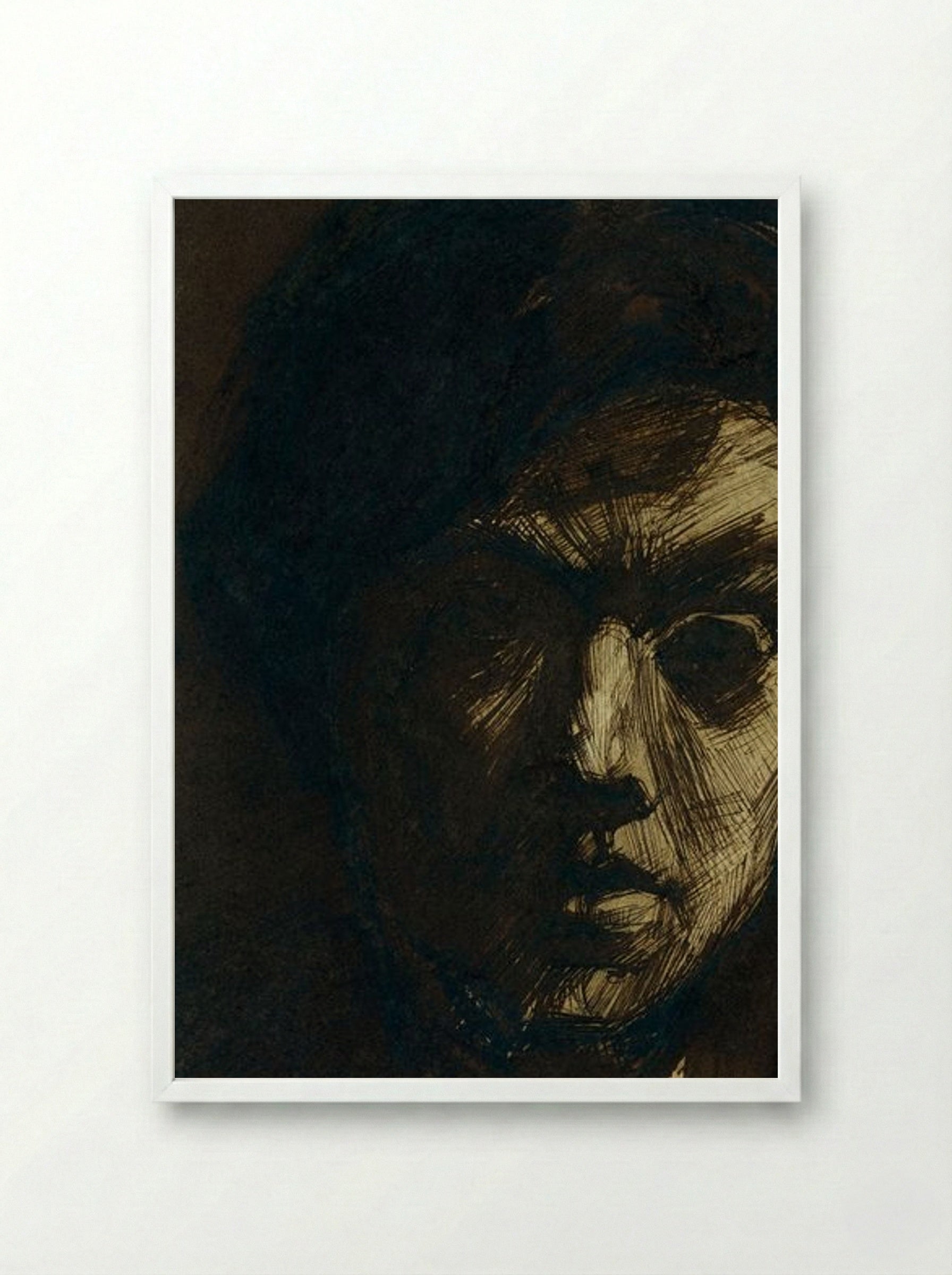 Self-Portrait of the Painter Jan Toorop - Jan Toorop - Framed Print White