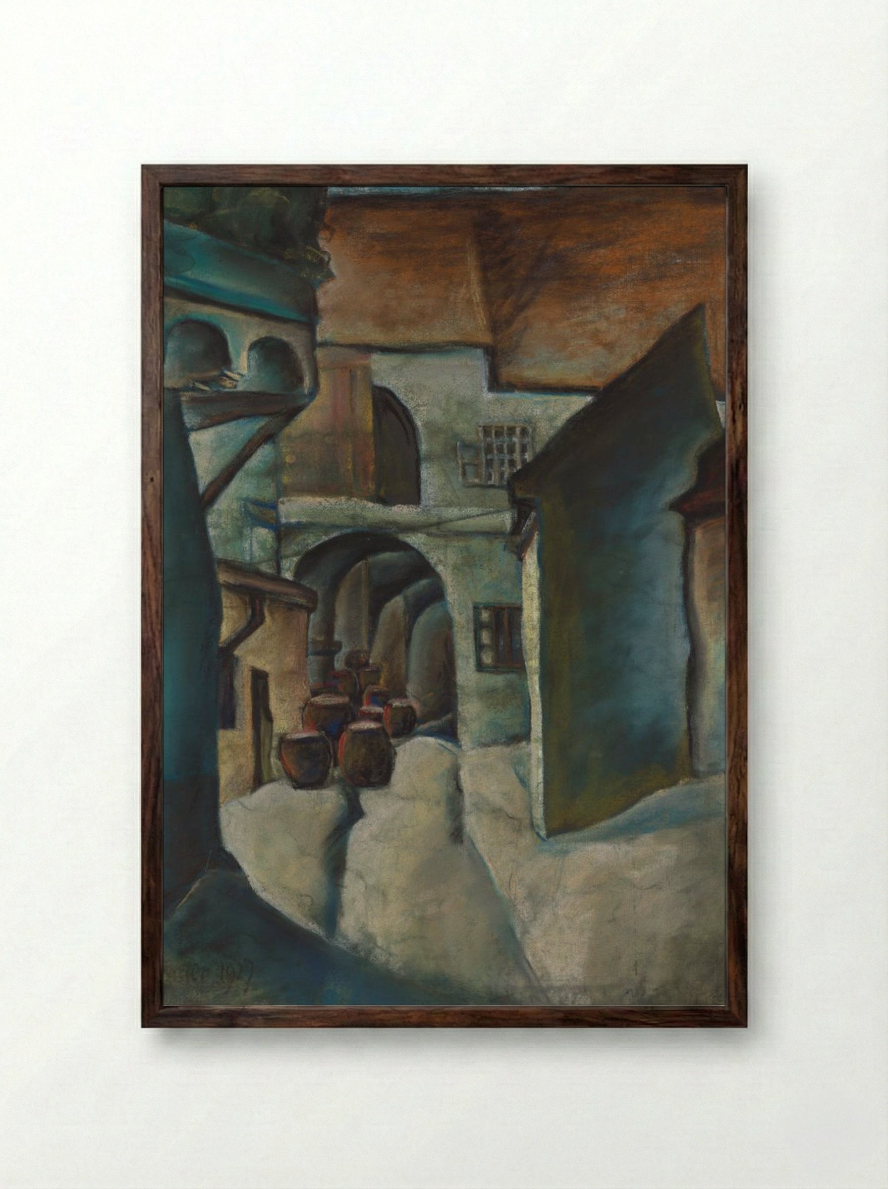 Kositsky Yard - Konstantin Bauer - Framed Print Dark Wood