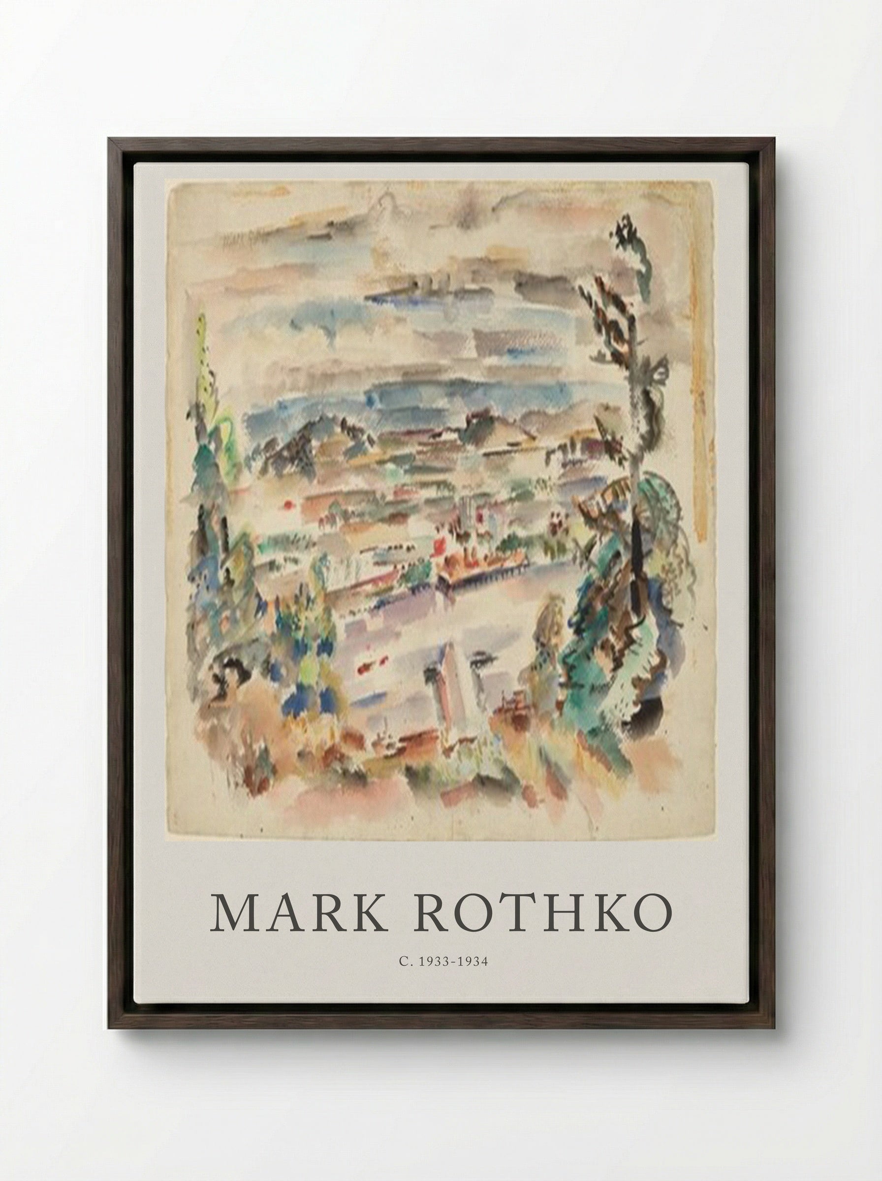 Untitled (Coastal Landscape, Watercolour) - Mark Rothko - Framed Canvas Dark Wood