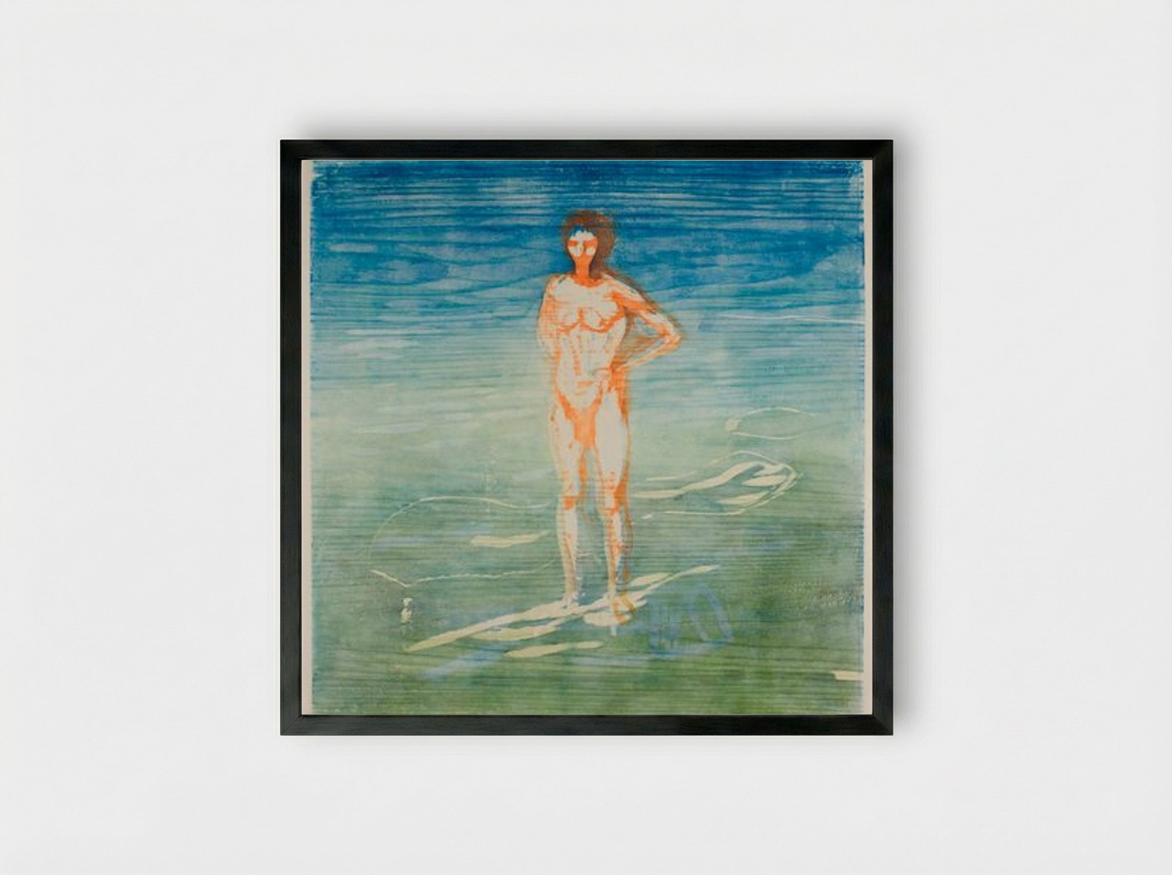 Man Bathing - Edvard Munch - Framed Print Black