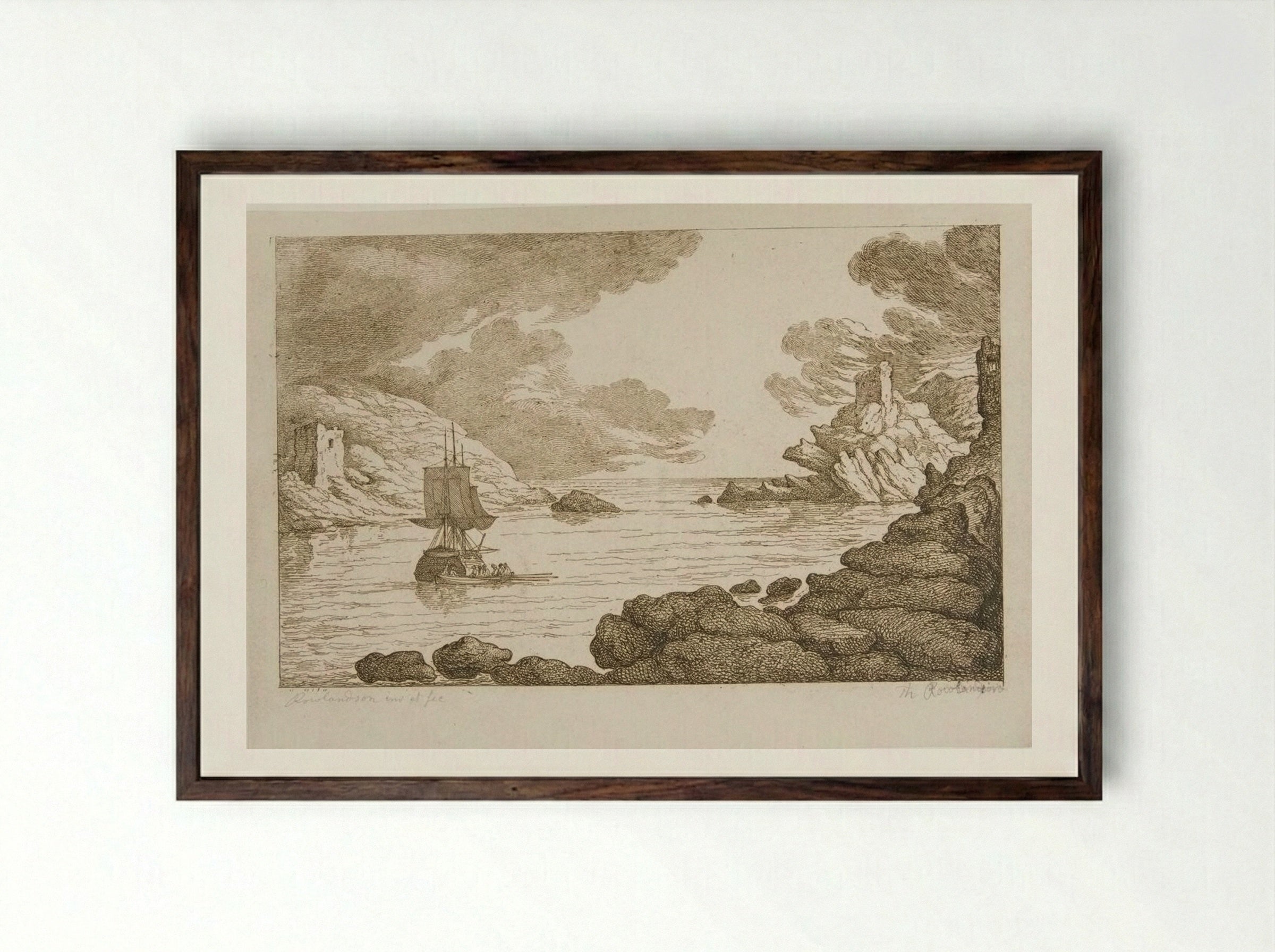 Coast Scene - Thomas Rowlandson - Framed Print Dark Wood