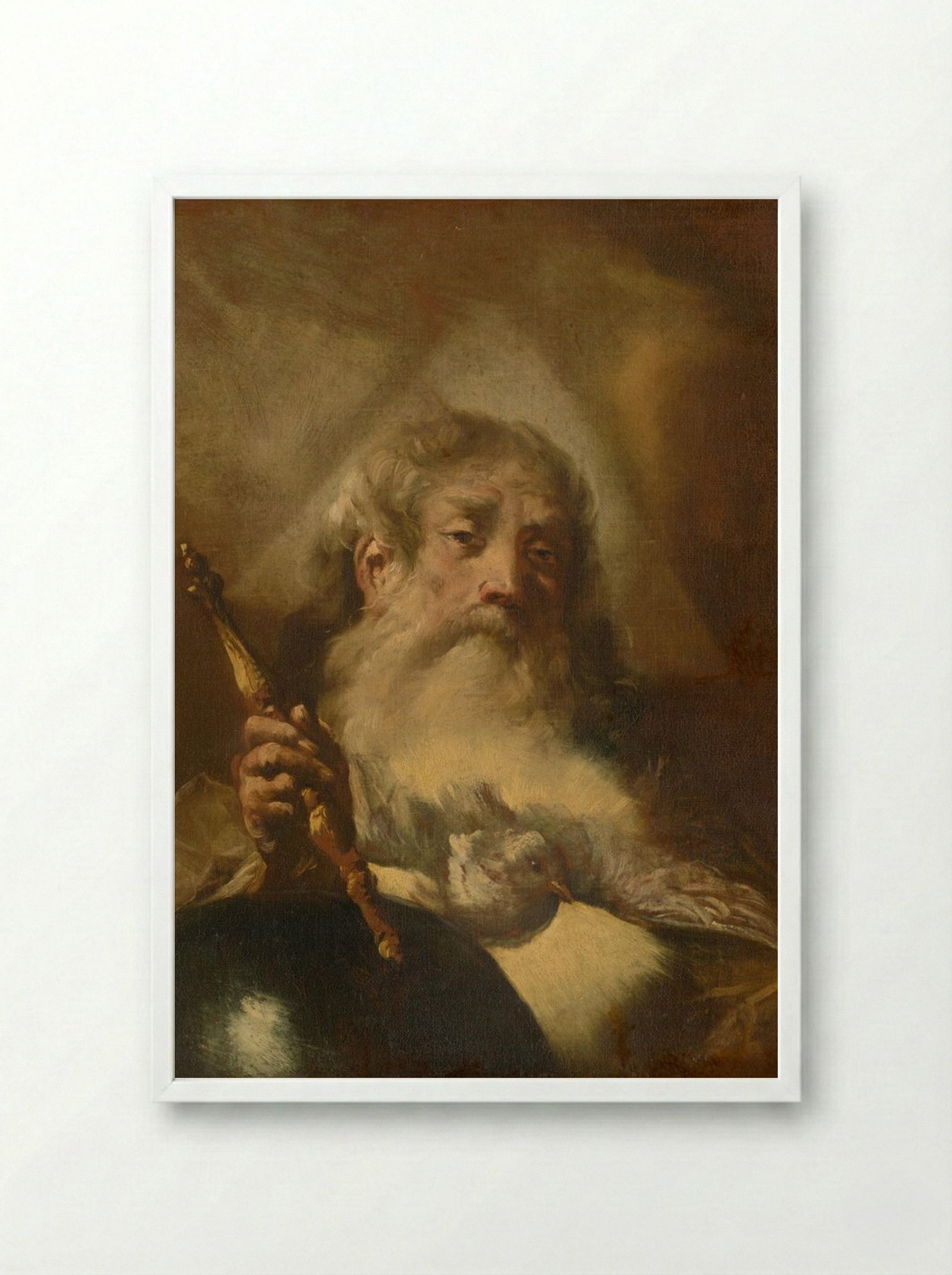 Study of God the Father - Rembrandt van Rijn - Framed Print White