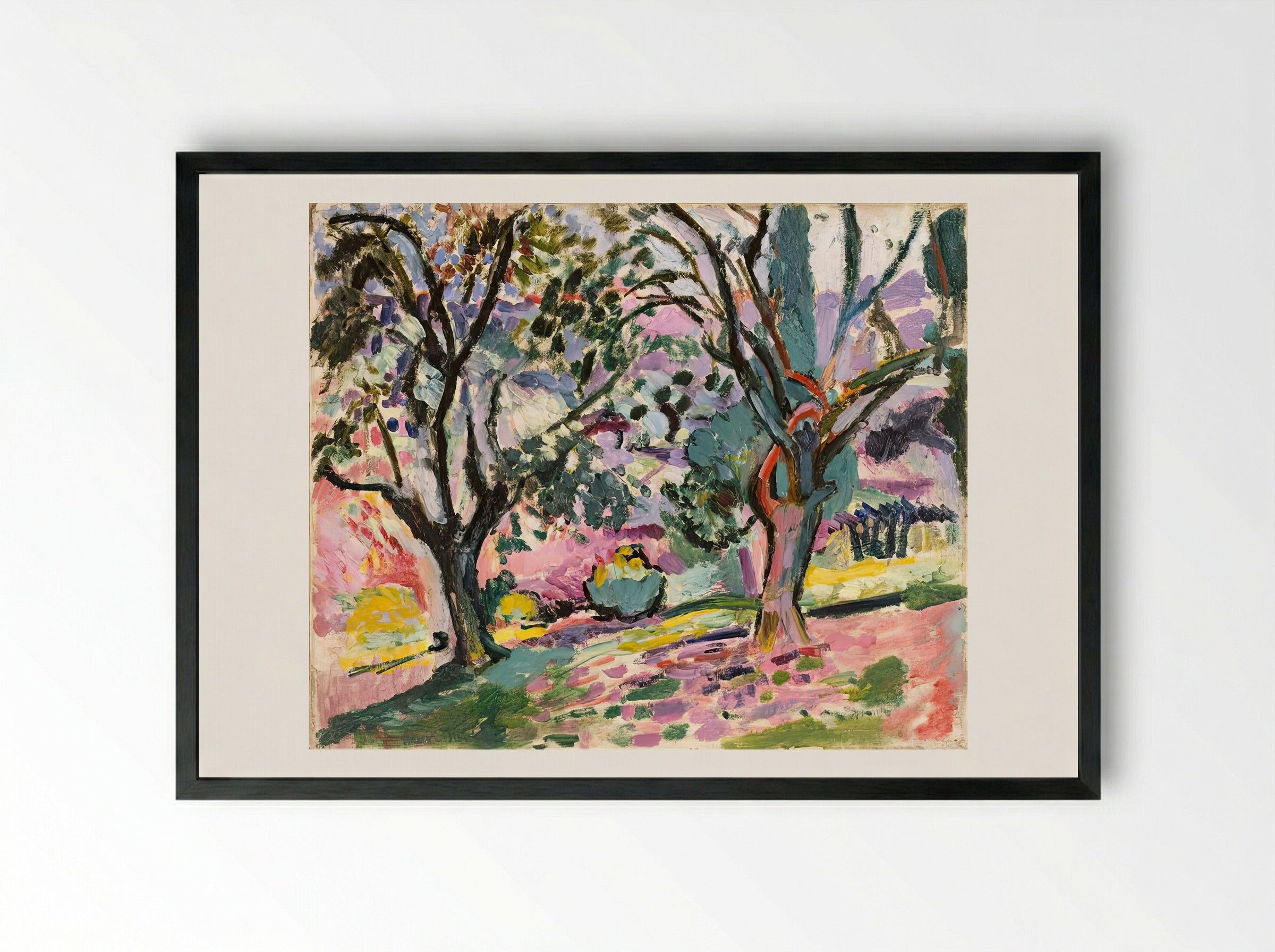 Olive Trees at Collioure by Henri Matisse – Fauvist Landscape Print - Framed Print Black