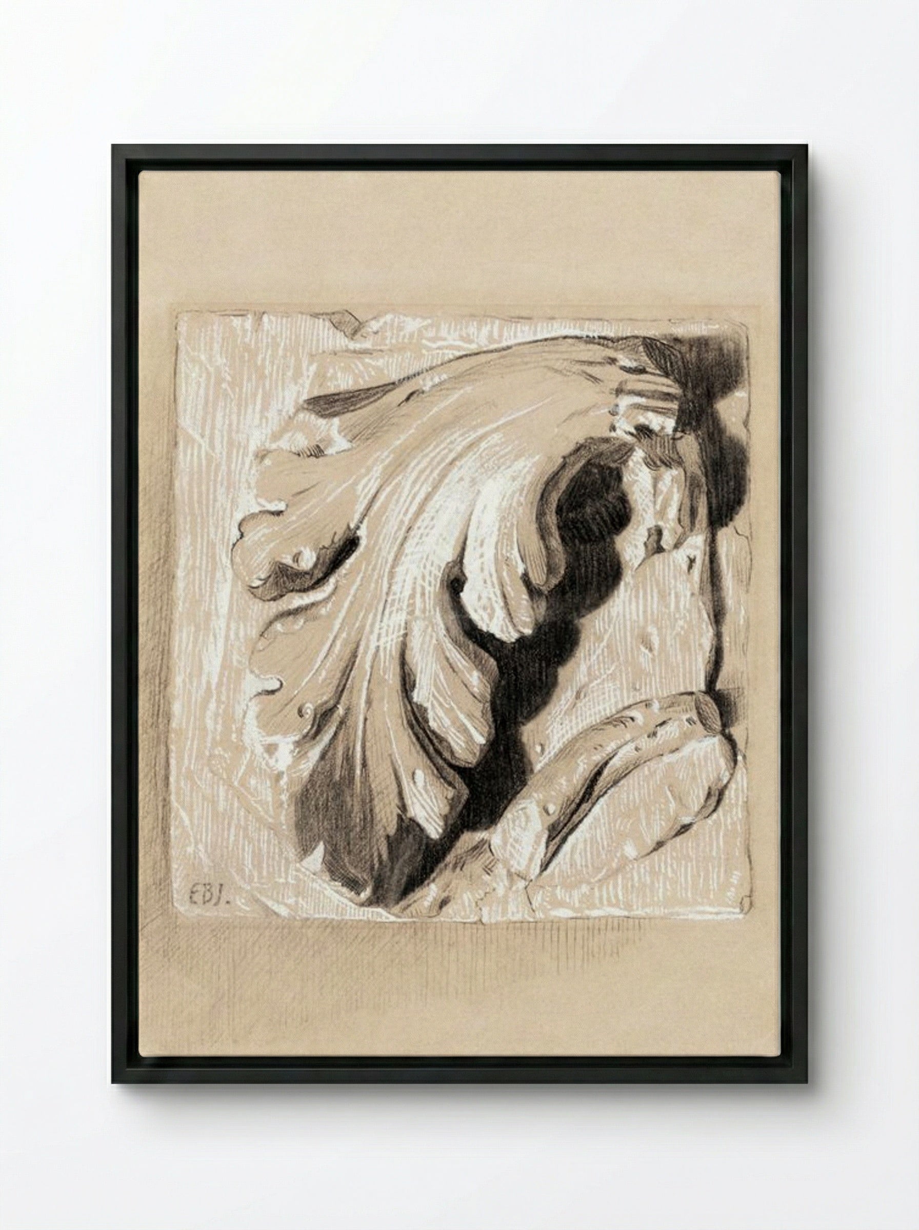 A Fragment from an Antique Frieze - Edward Burne-Jones - Framed Canvas Black