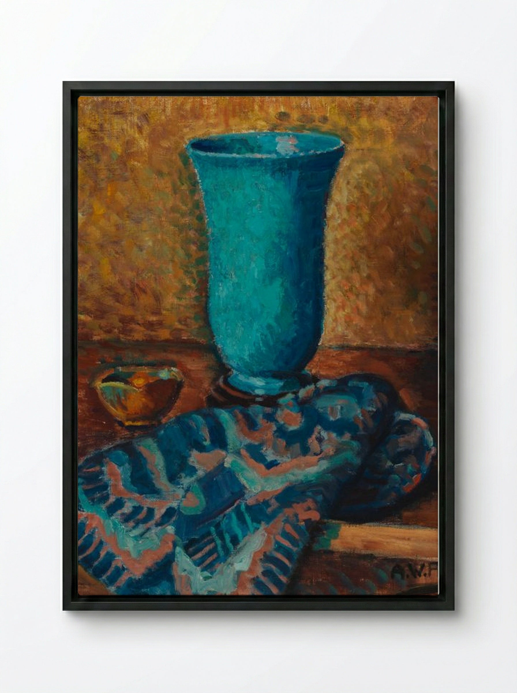 Sininen maljakko (Blue Vase) - Alfred William Finch - Framed Canvas Black
