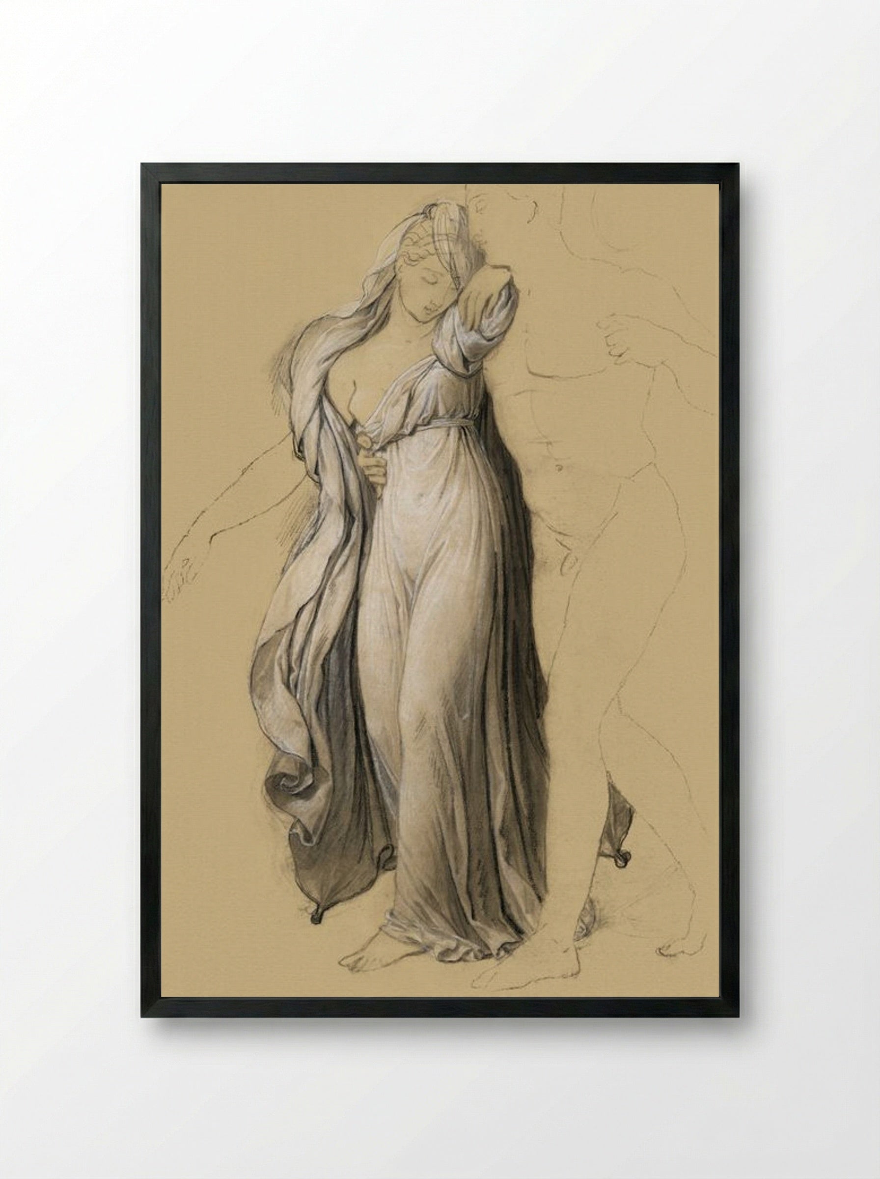 Drapery Study for Castor and Pollux Freeing Helen - Joseph-Ferdinand Lancrenon - Framed Print Black