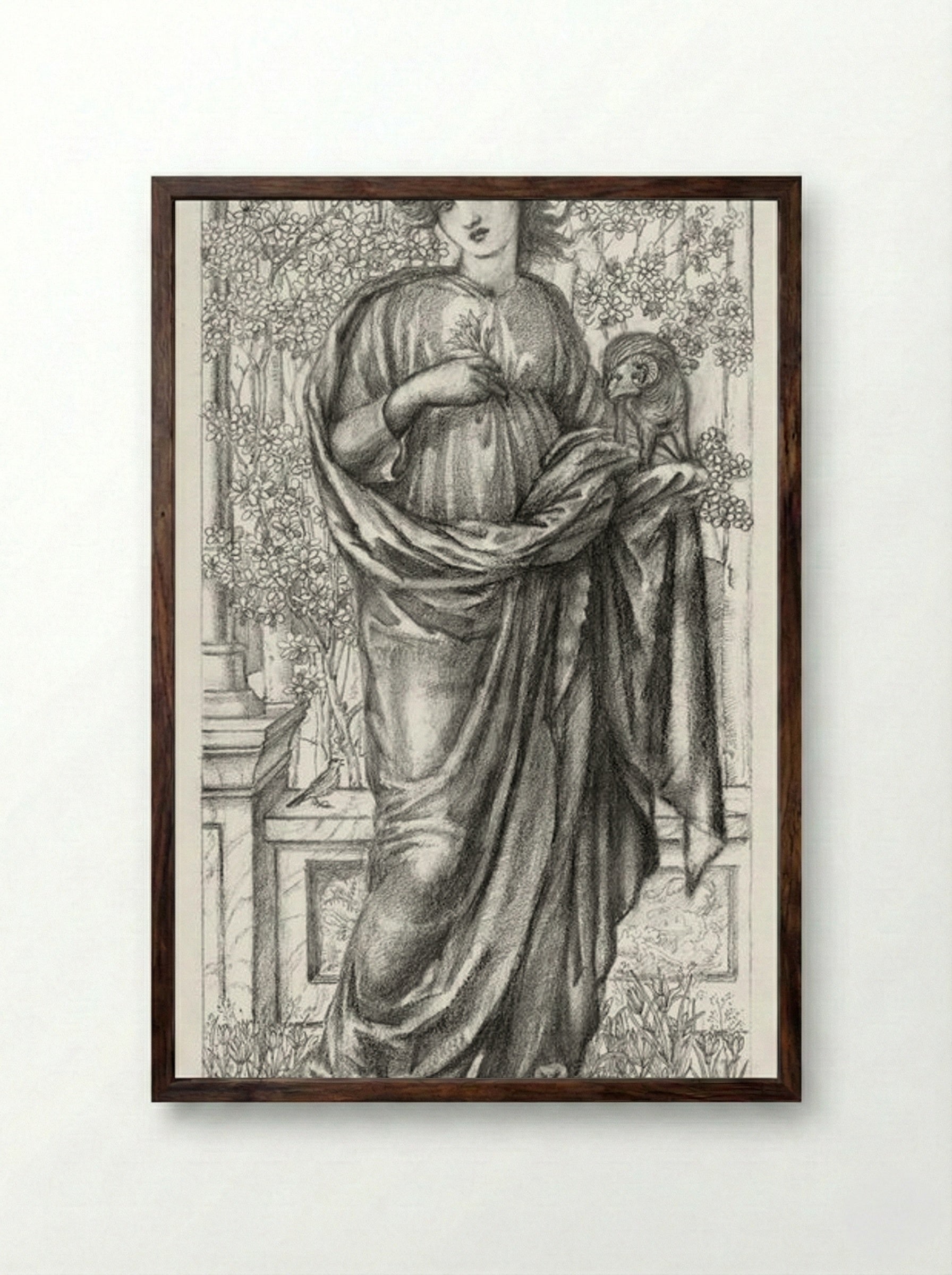 The Month of March - Edward Burne-Jones - Framed Print Dark Wood