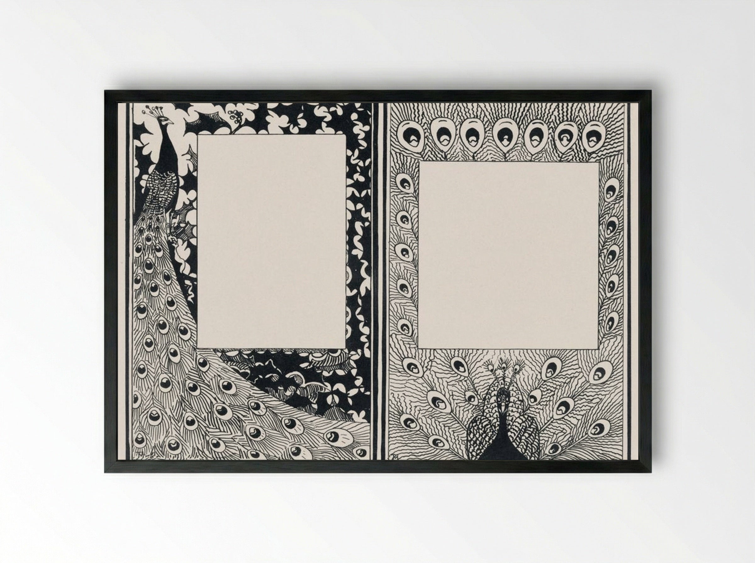 Design for Announcement and Order Card with Peacocks - Jan Toorop - Framed Print Black