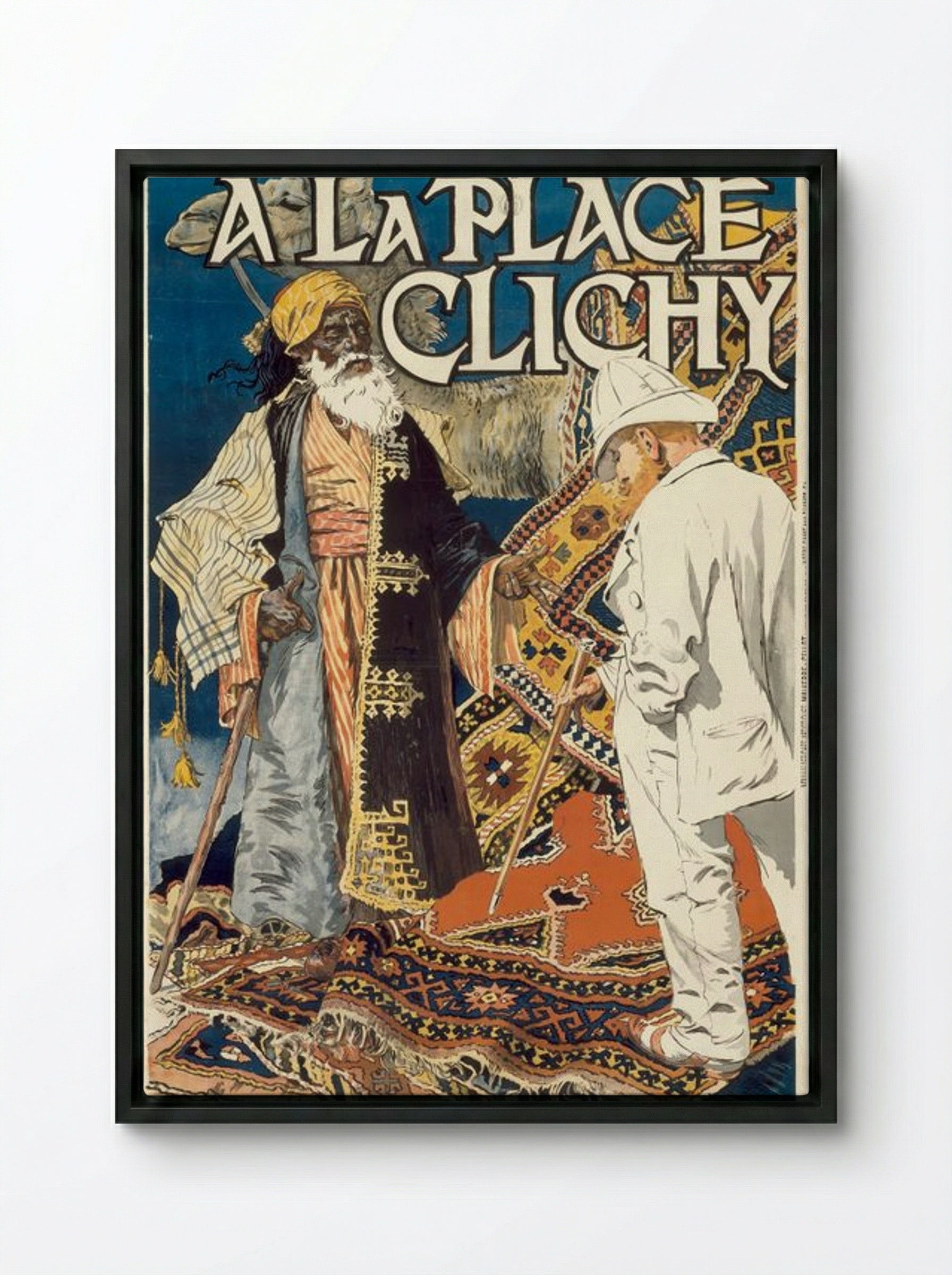 A la Place Clichy - Eugène Samuel Grasset - Framed Canvas Black