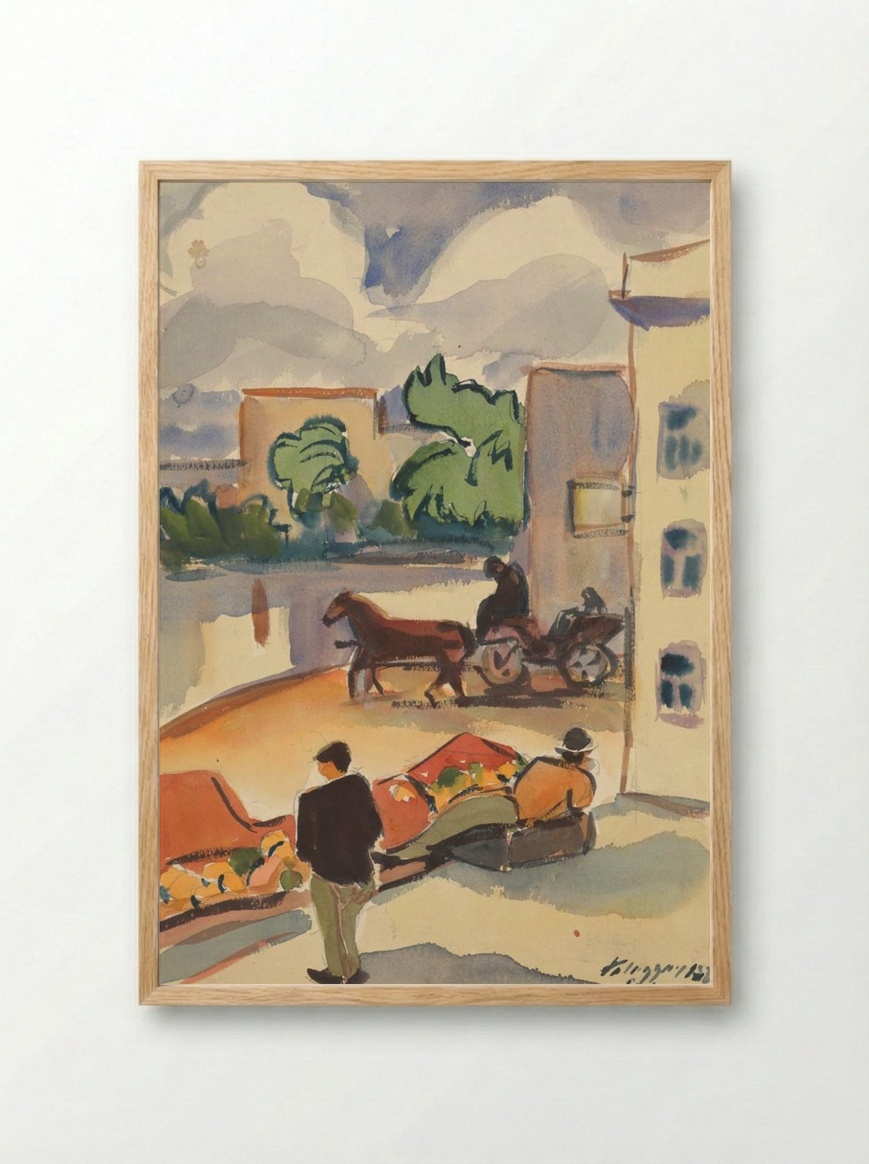 Provincial Street Scene - Zolo Palugyay - Framed Print Wood