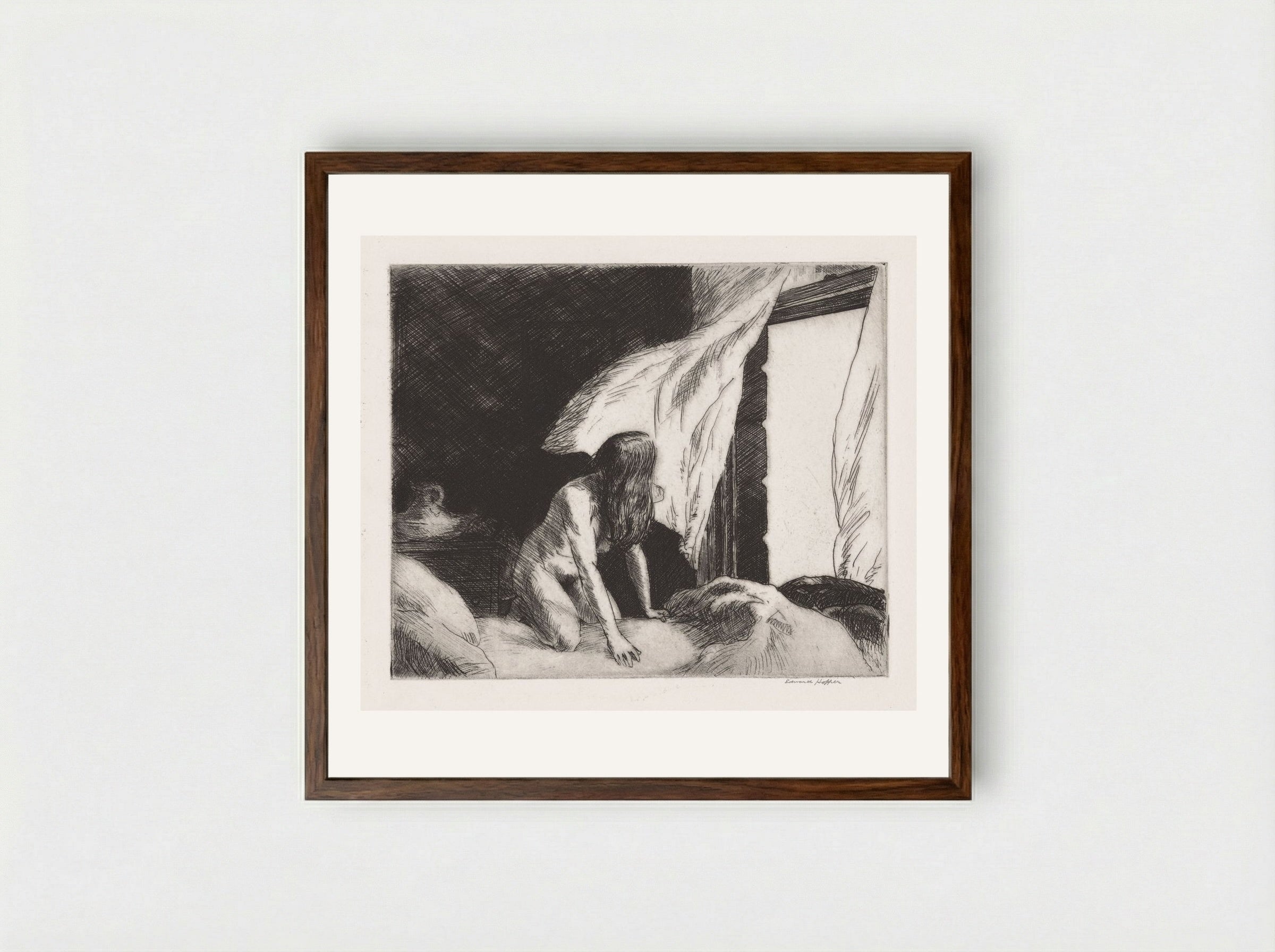 The Evening Wind - Edward Hopper - Framed Print Dark Wood
