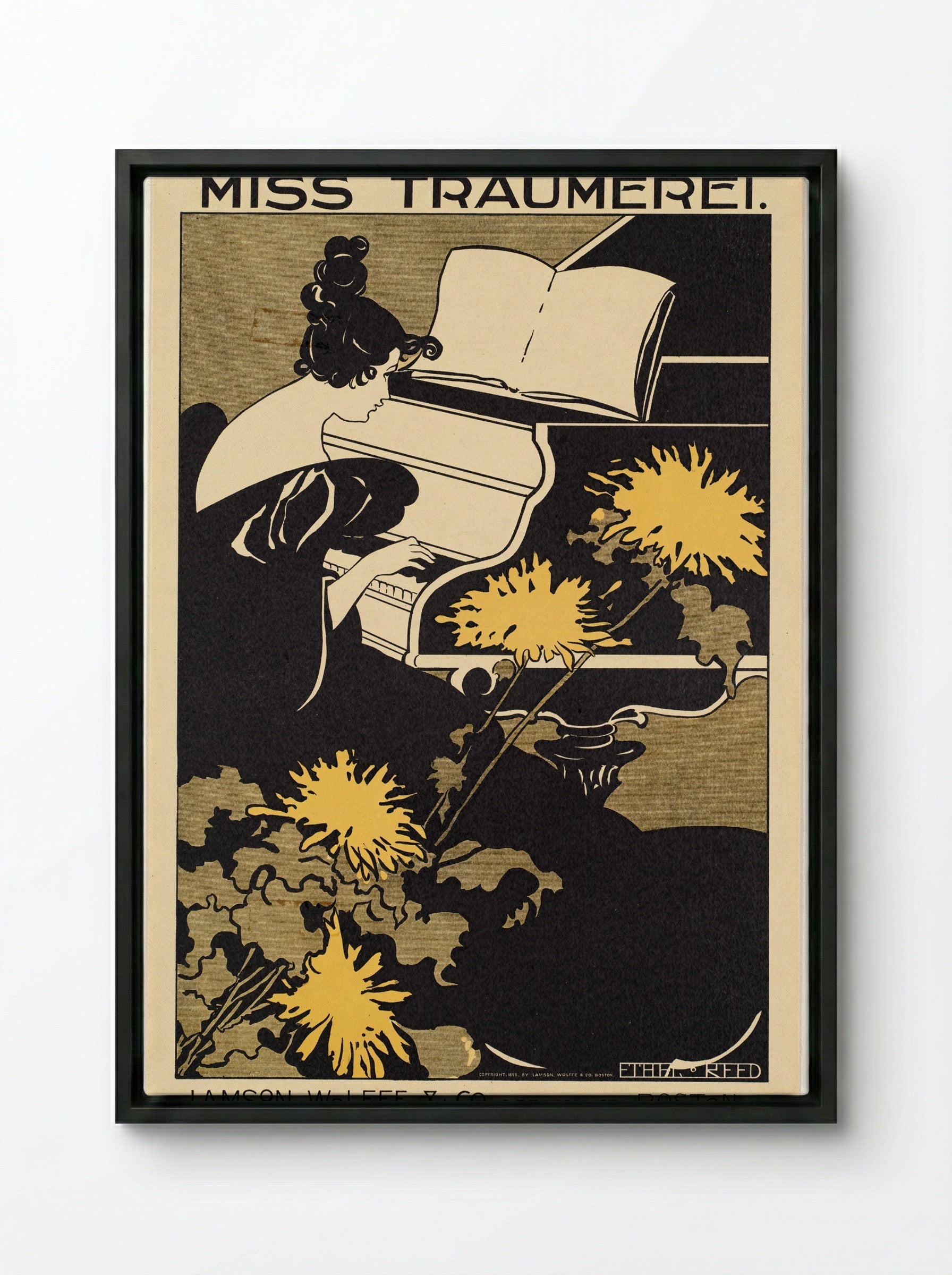 Miss Traumerei (Poster for Albert Morris Bagby's Novel) - Ethel Reed - Framed Canvas Black