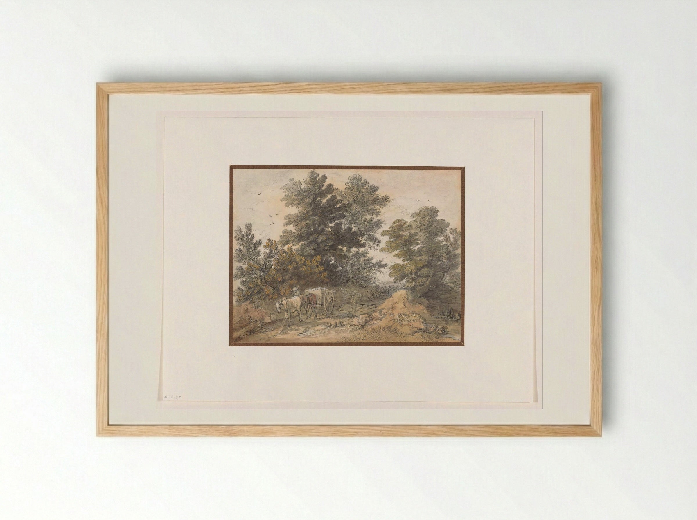Landweg met geboomte en boerenkar - Thomas Gainsborough - Framed Print Wood
