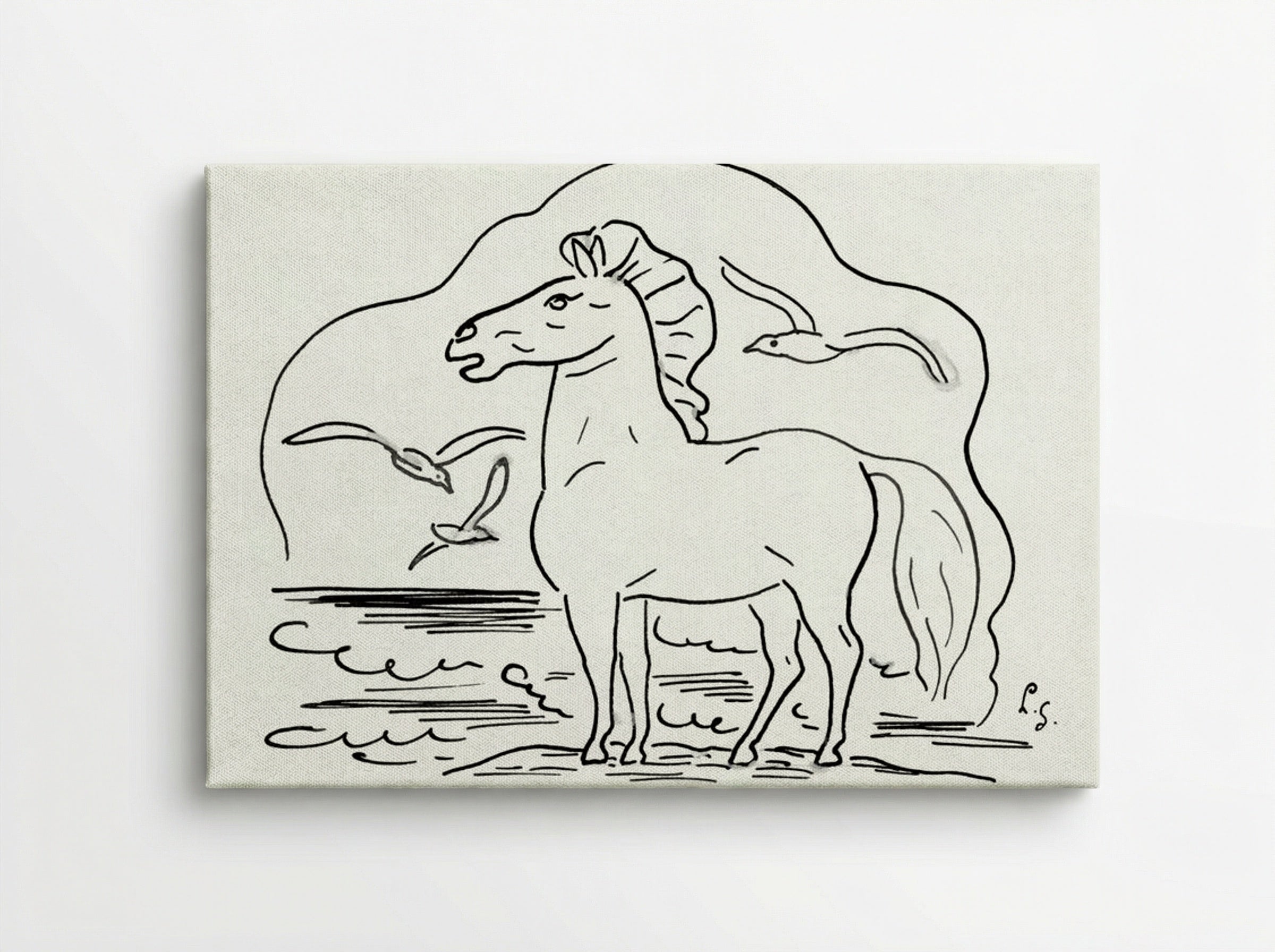 Horse in the Surf with Three Seagulls - Leo Gestel - Canvas