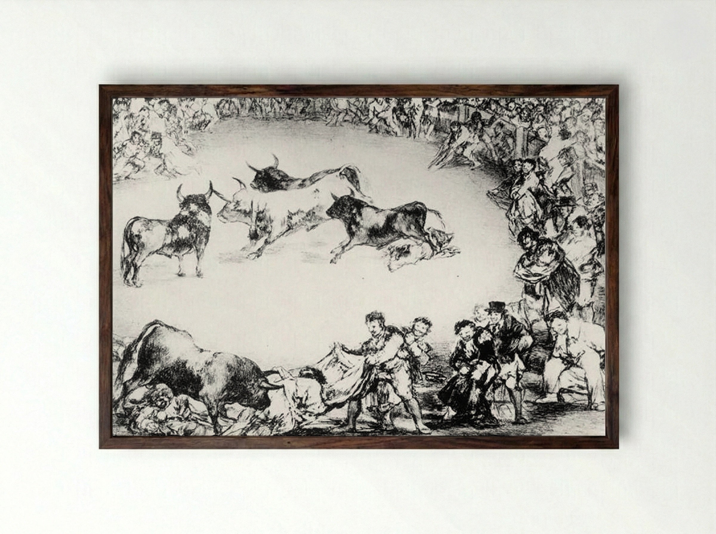 Spanish Entertainment - Francisco Goya - Framed Print Dark Wood