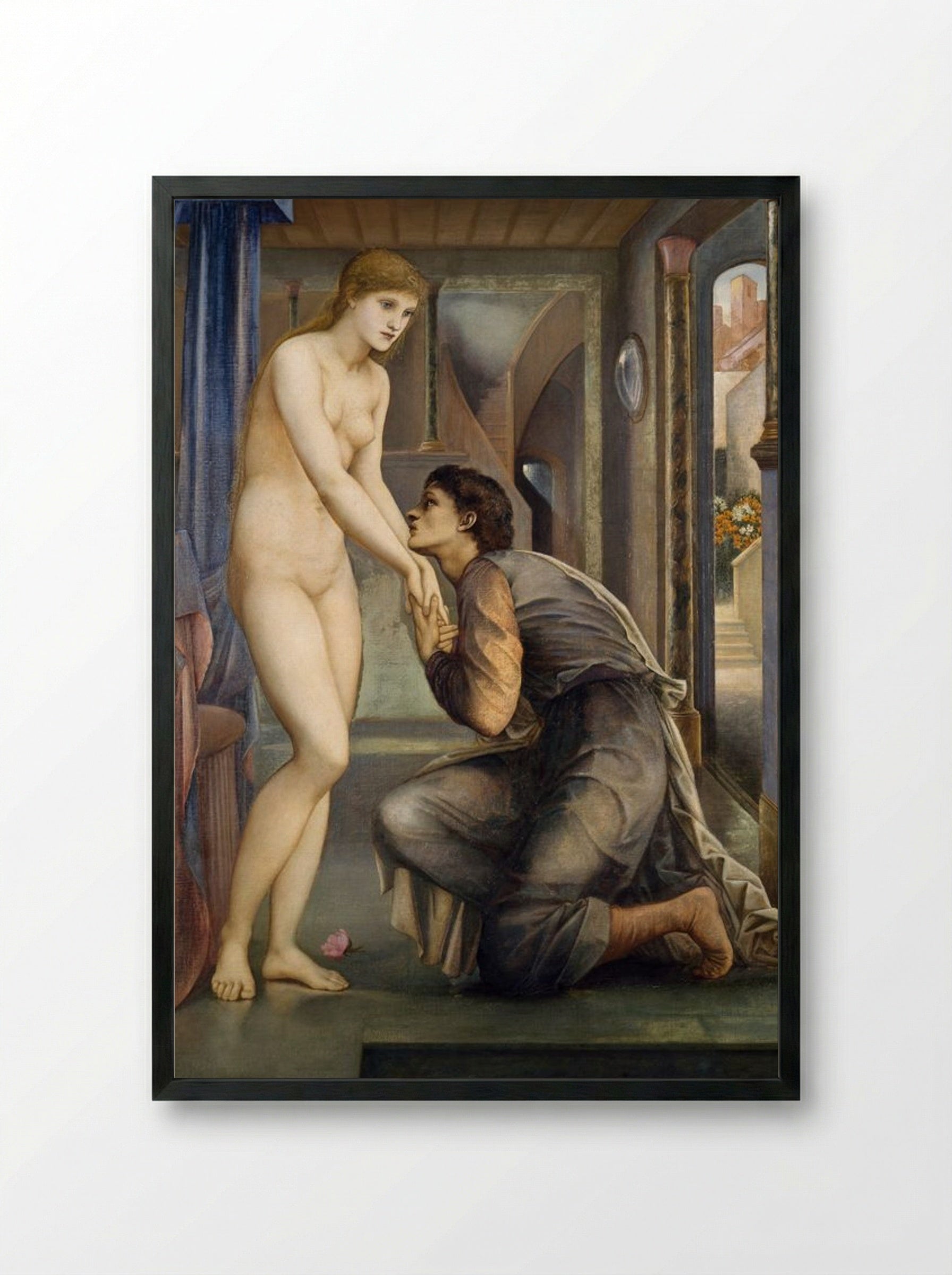 Pygmalion and the Image - The Soul Attains - Edward Burne-Jones - Framed Print Black