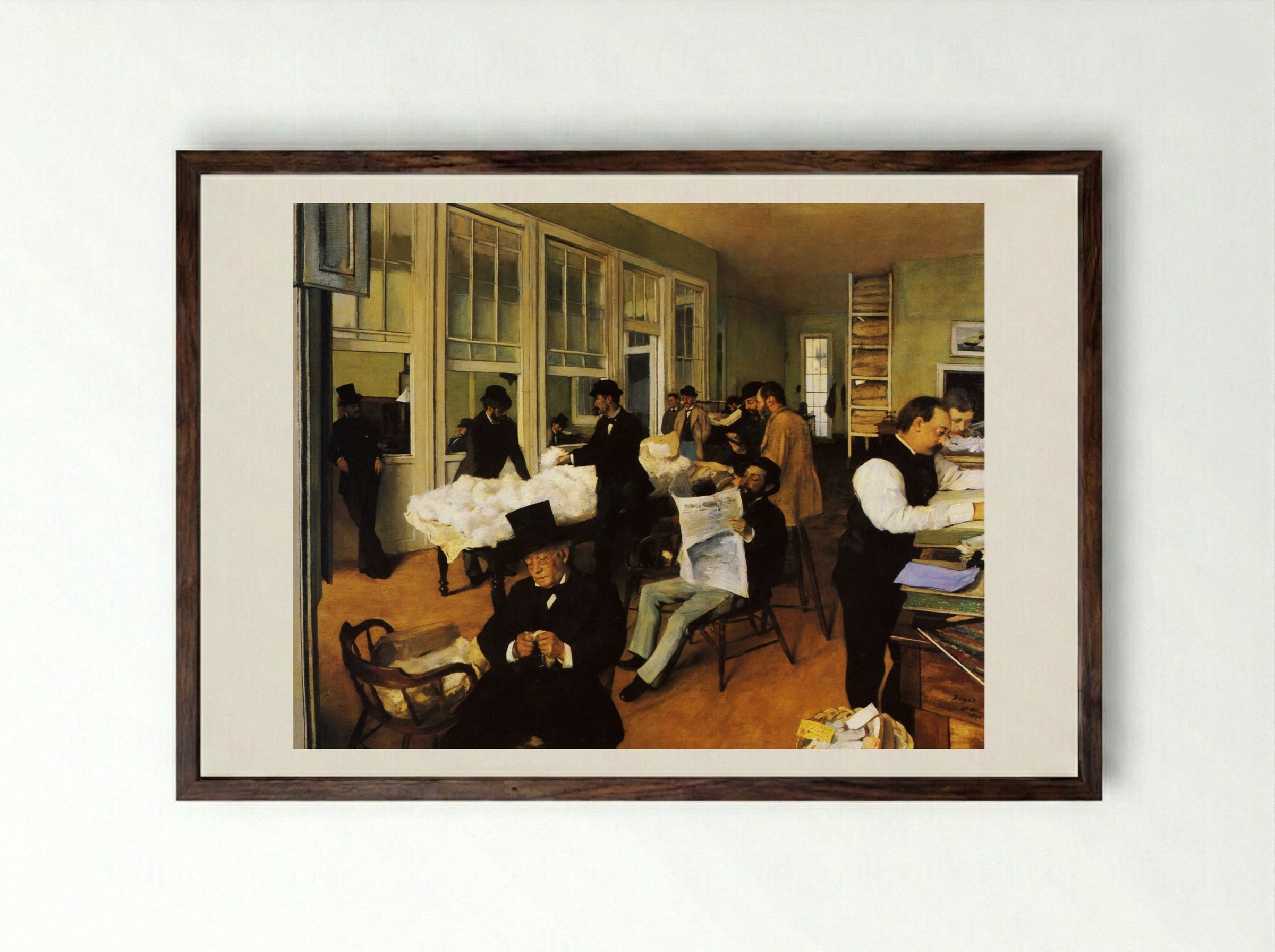 A Cotton Office in New Orleans - Edgar Degas - Framed Print Dark Wood