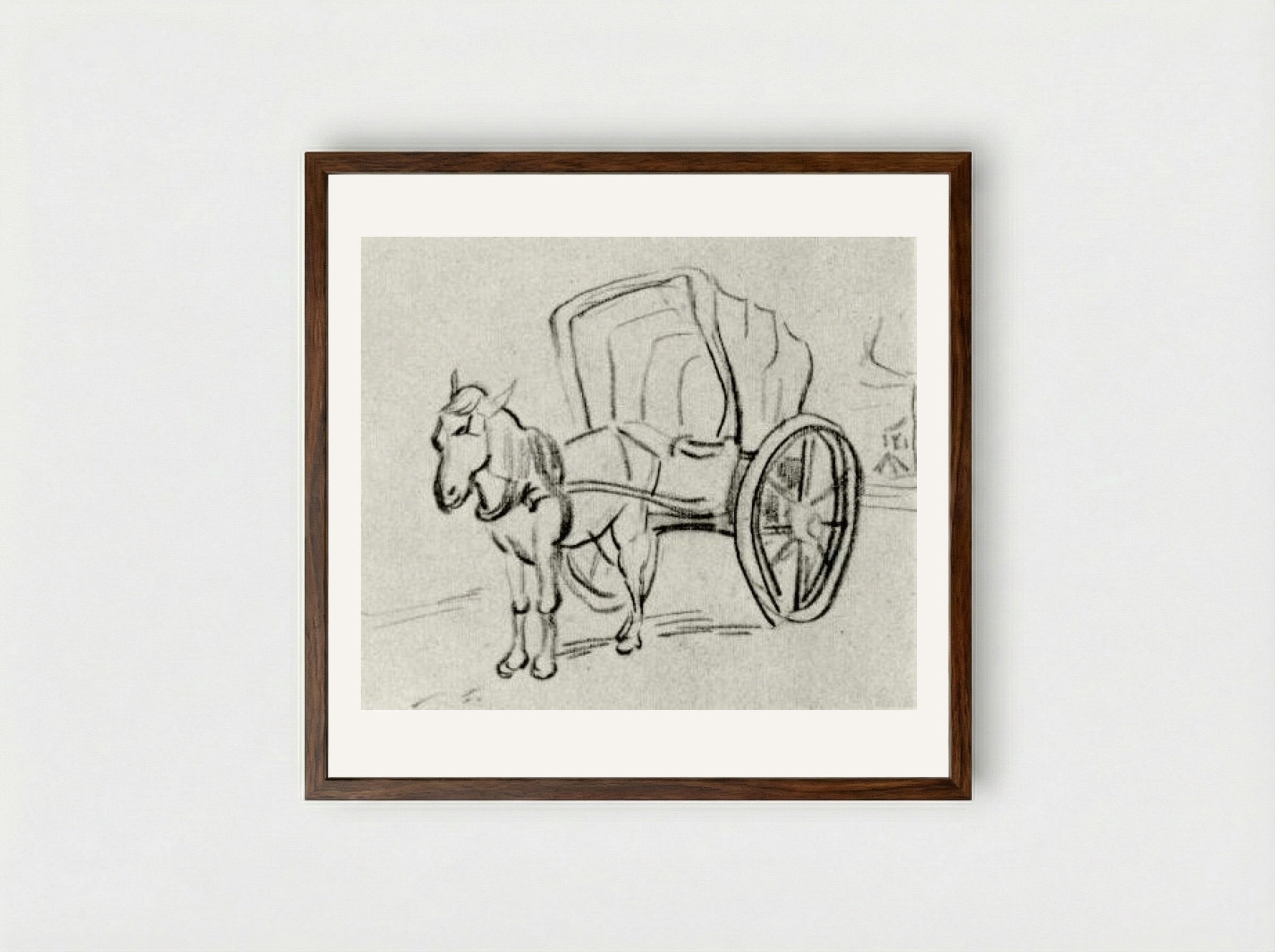 Carriage - Vincent van Gogh - Framed Print Dark Wood