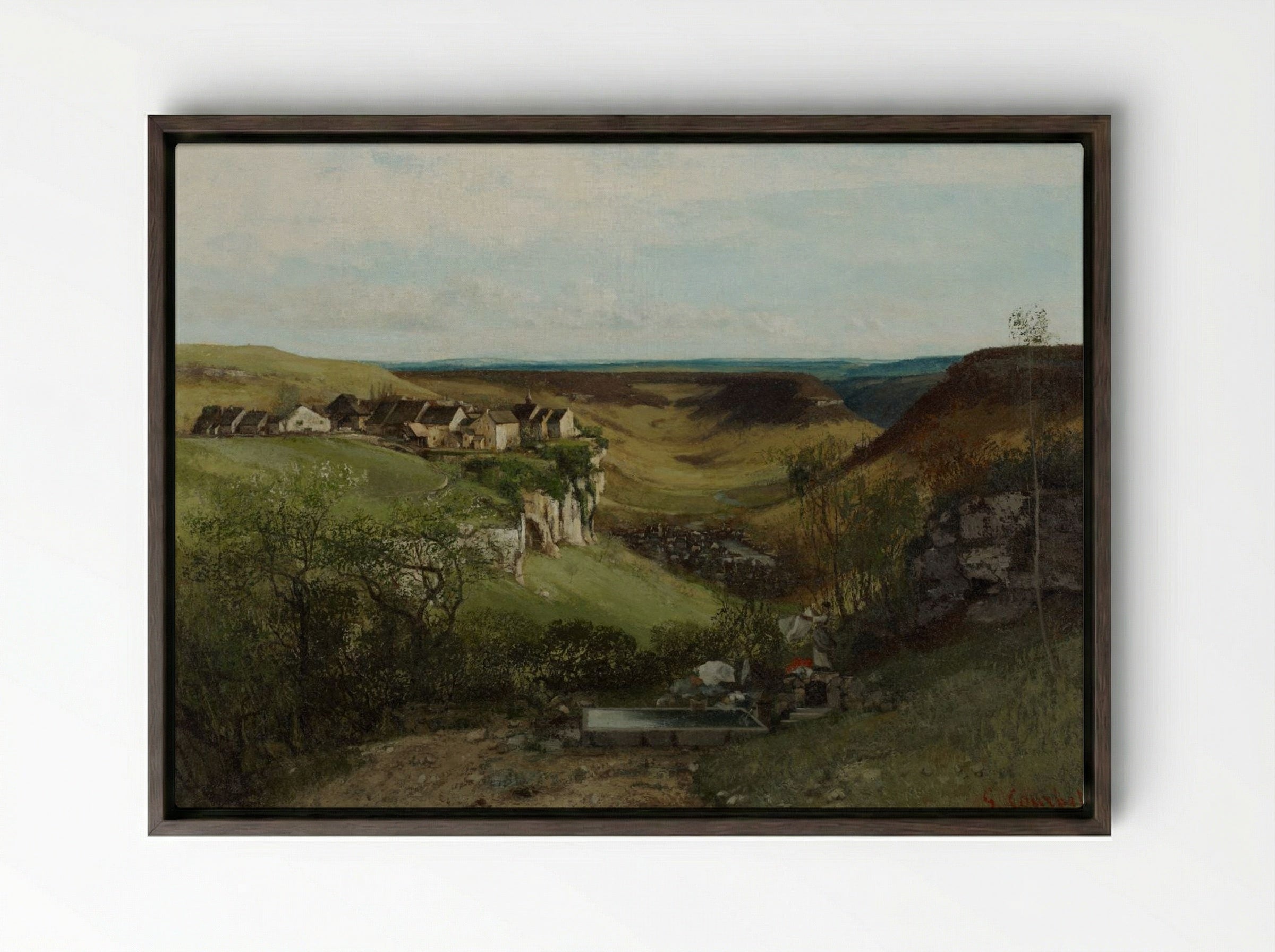Château d'Ornans - Gustave Courbet - Framed Canvas Dark Wood