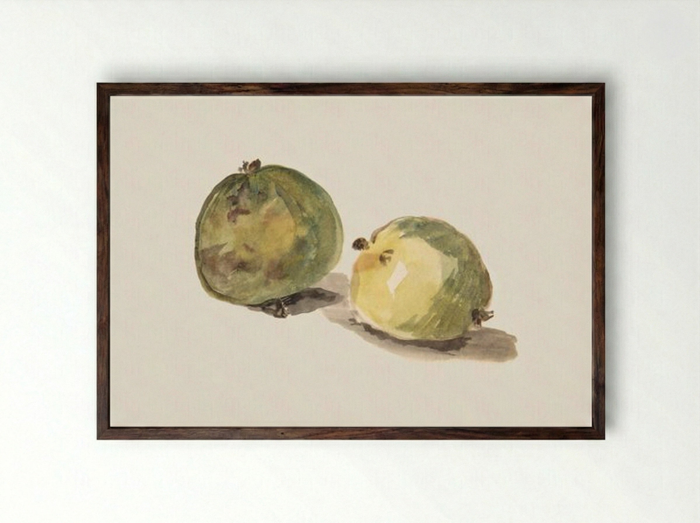 A Letter to Eugène Maus, Decorated with Two Apples - Édouard Manet - Framed Print Dark Wood