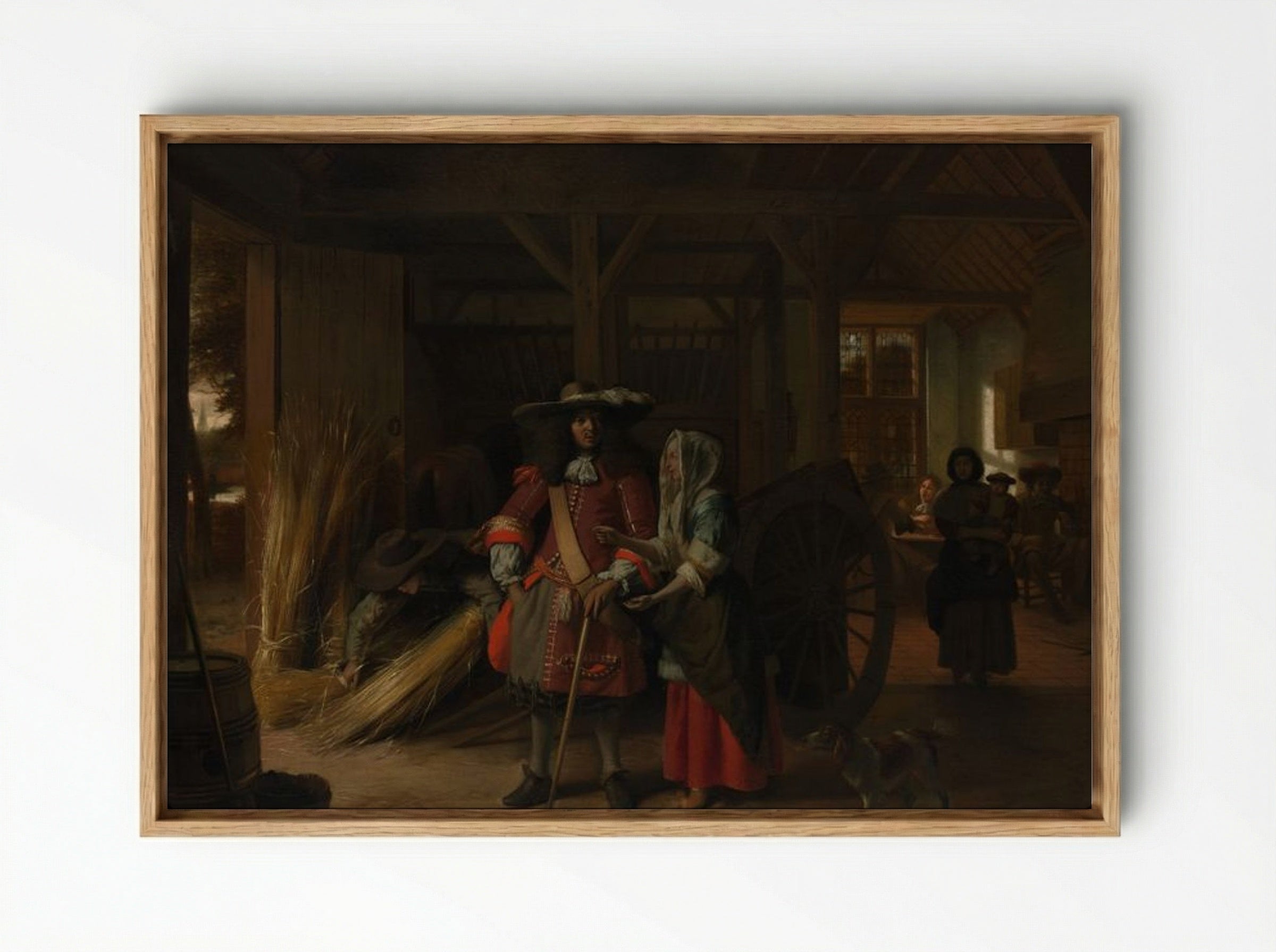 Paying the Hostess - Pieter de Hooch - Framed Canvas Wood