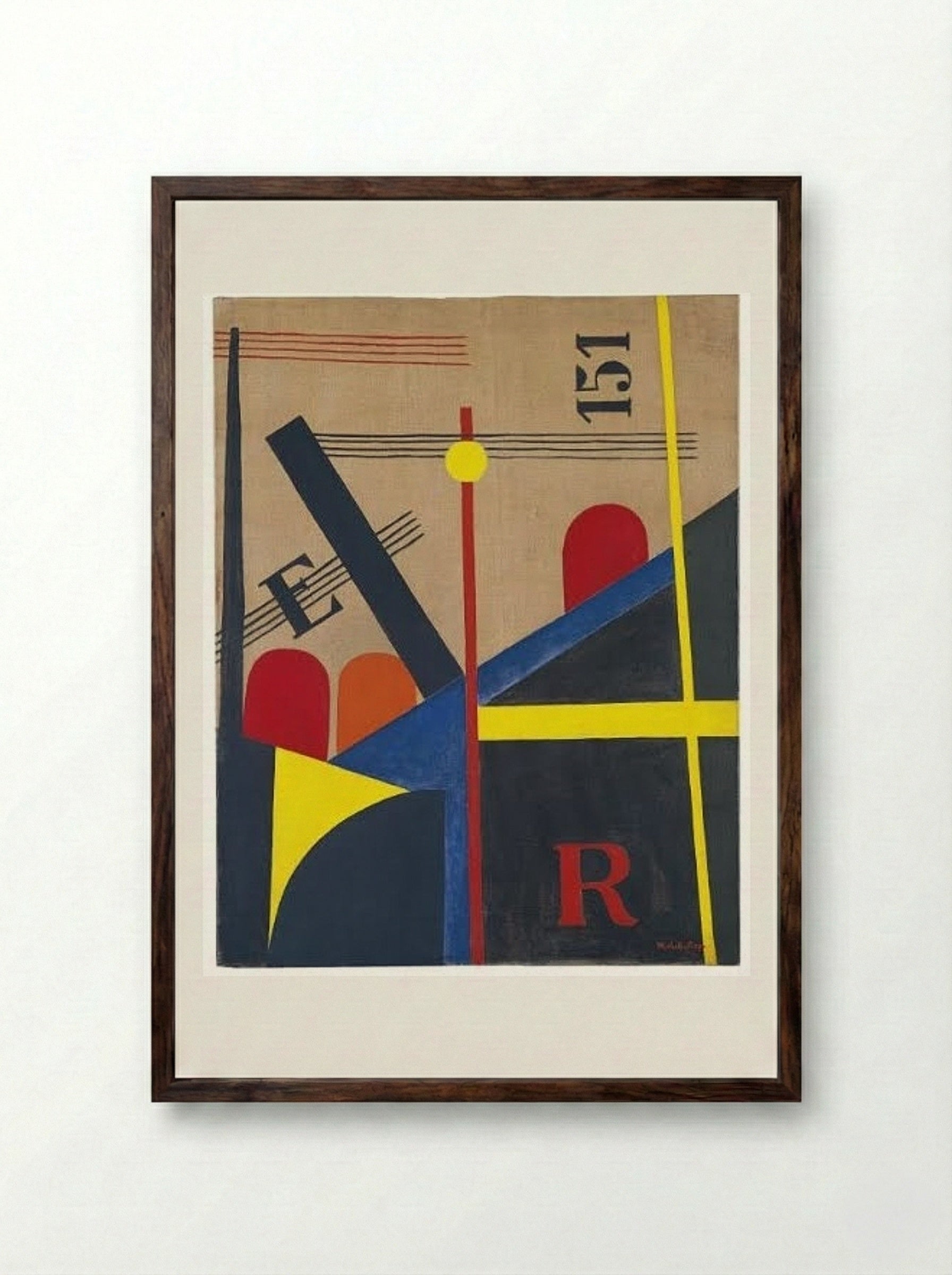 Large Painting of the Railroad - László Moholy-Nagy - Framed Print Dark Wood