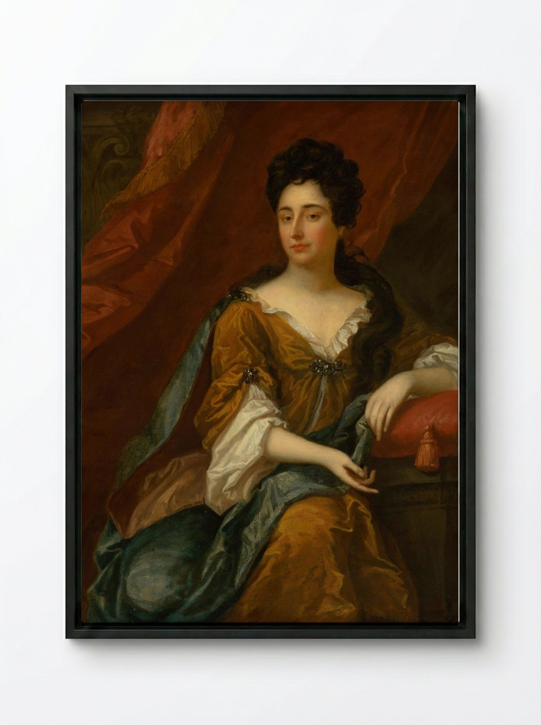 Portrait of a Seated Lady - Thomas Gainsborough - Framed Canvas Black