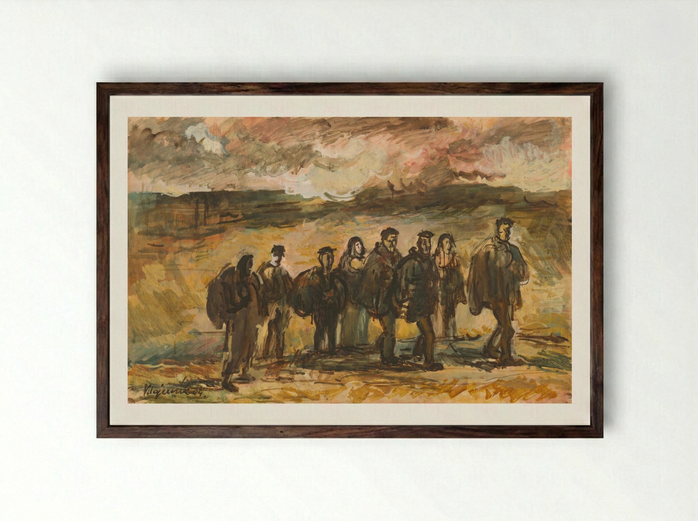 Refugees - Cyprián Majerník - Framed Print Dark Wood