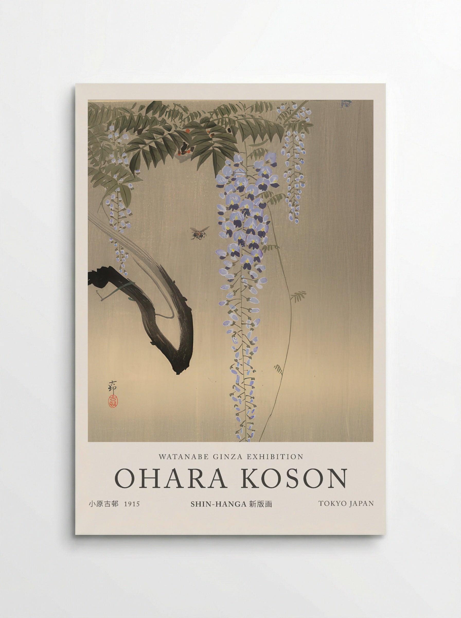 Wisteria And Bee - Ohara Koson