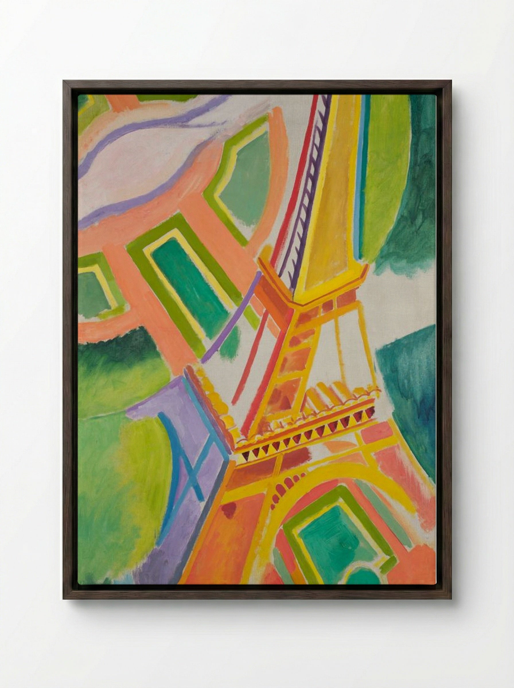 Eiffel Tower - Robert Delaunay - Framed Canvas Dark Wood