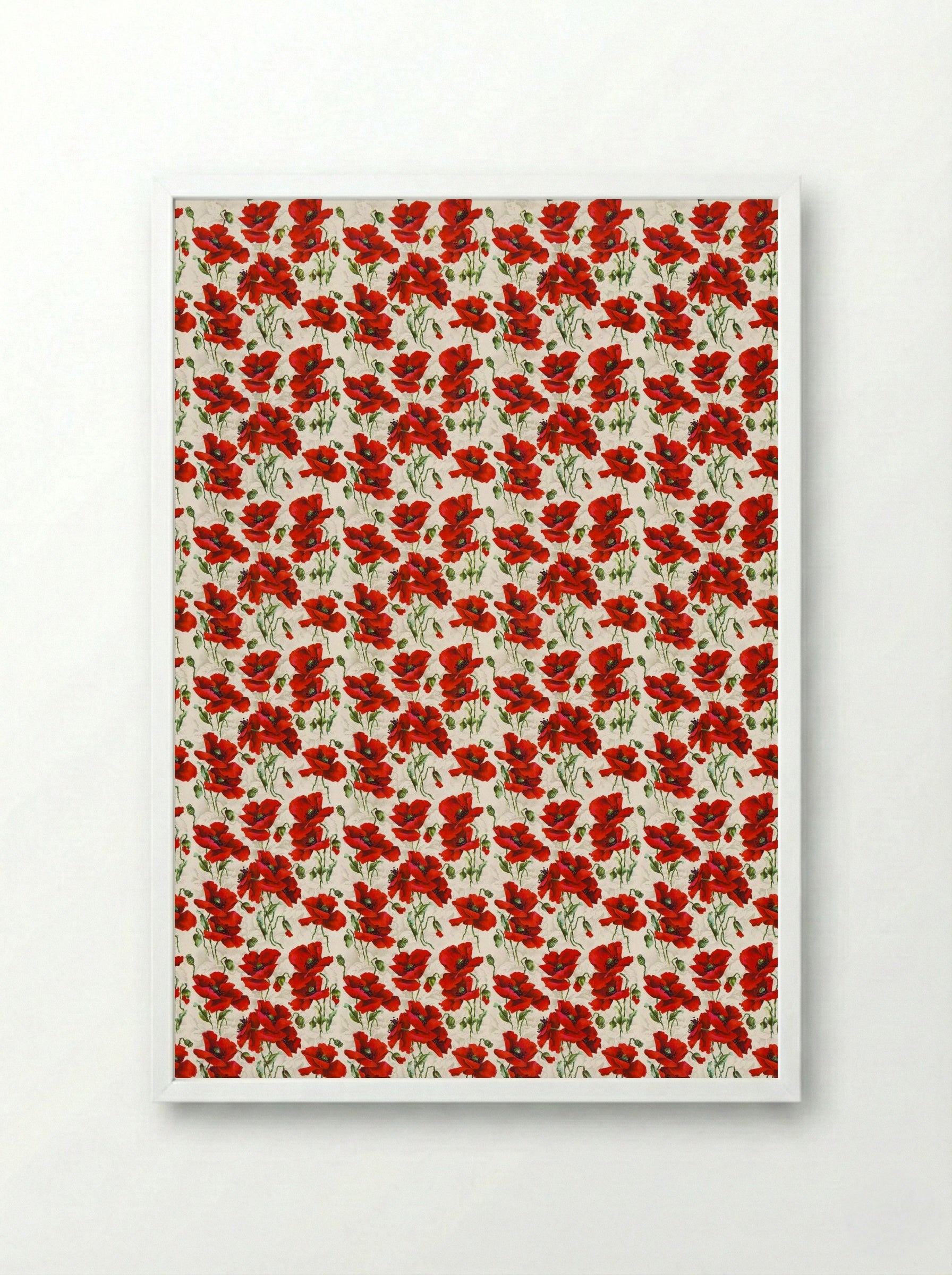 Red Poppy Design - Fine Art Print - Framed Print White