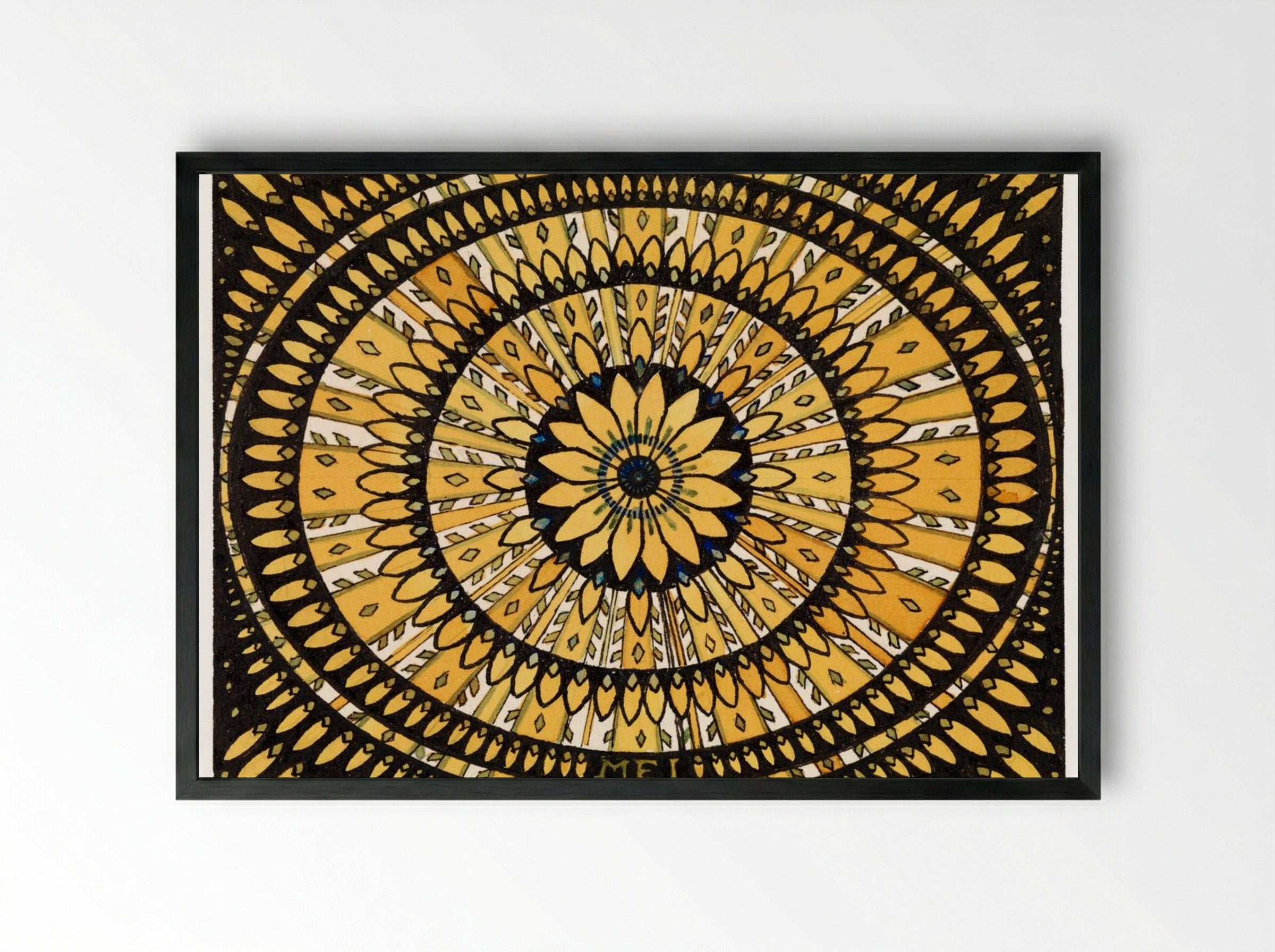 Rosette from Stylized Flowers and Leaves - Julie de Graag - Framed Print Black