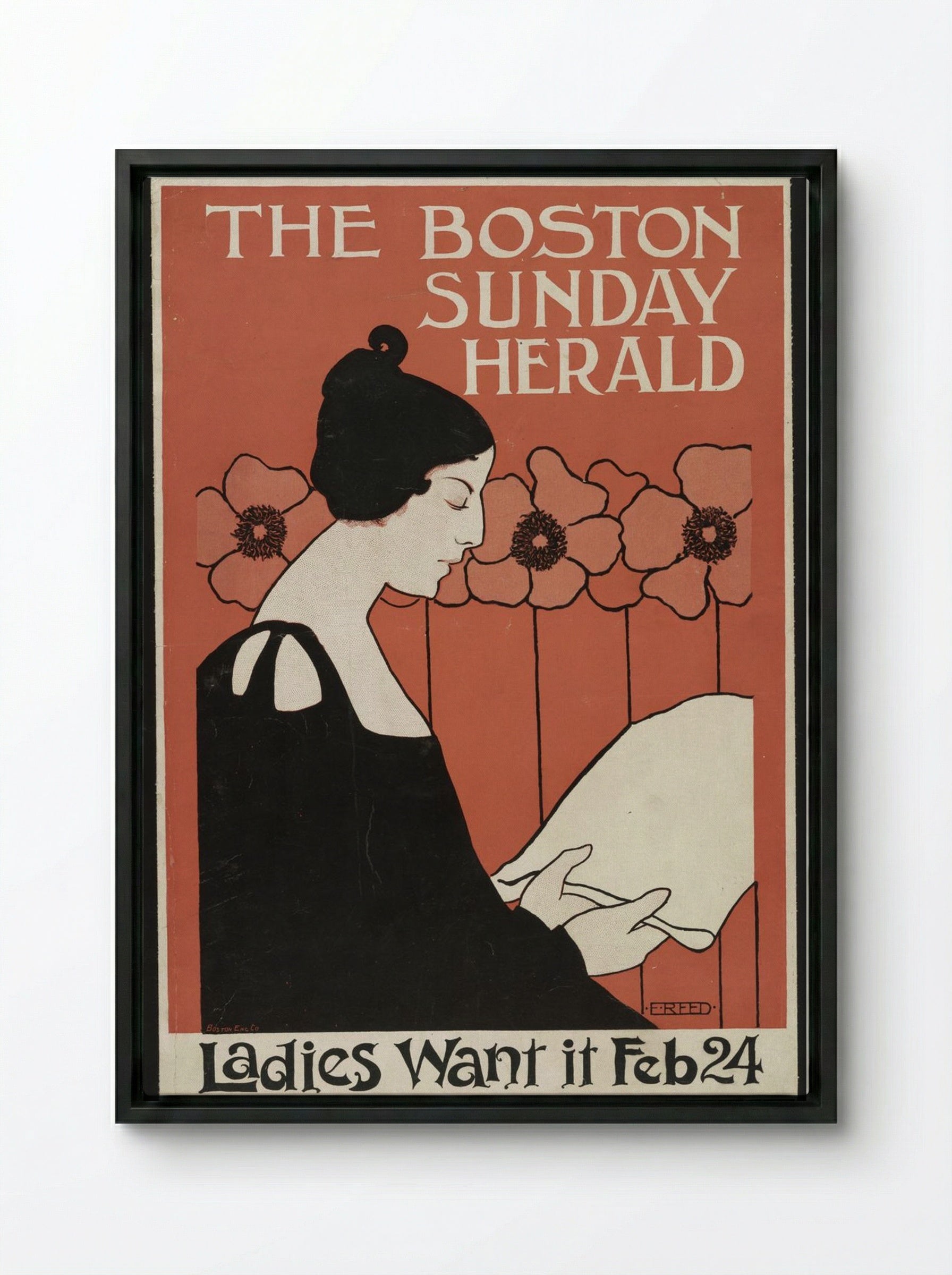 The Boston Sunday Herald - Ladies Want It Feb 24 - Ethel Reed - Framed Canvas Black