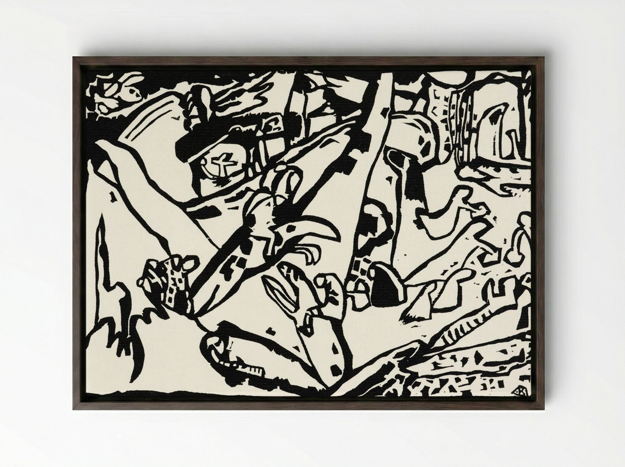 Composition 2 - Wassily Kandinsky - Framed Canvas Dark Wood