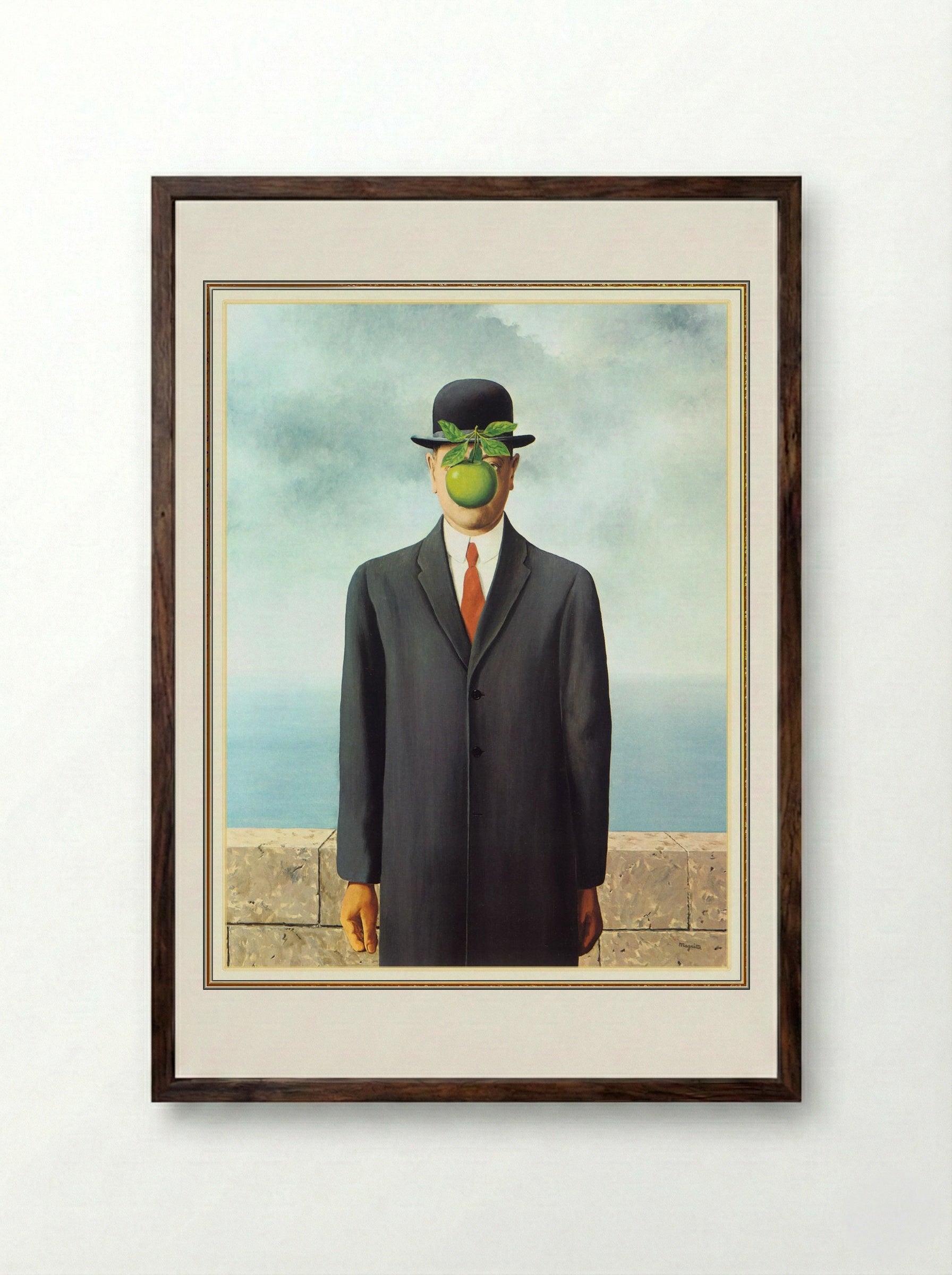 The Son of Man - René Magritte - Framed Print Dark Wood