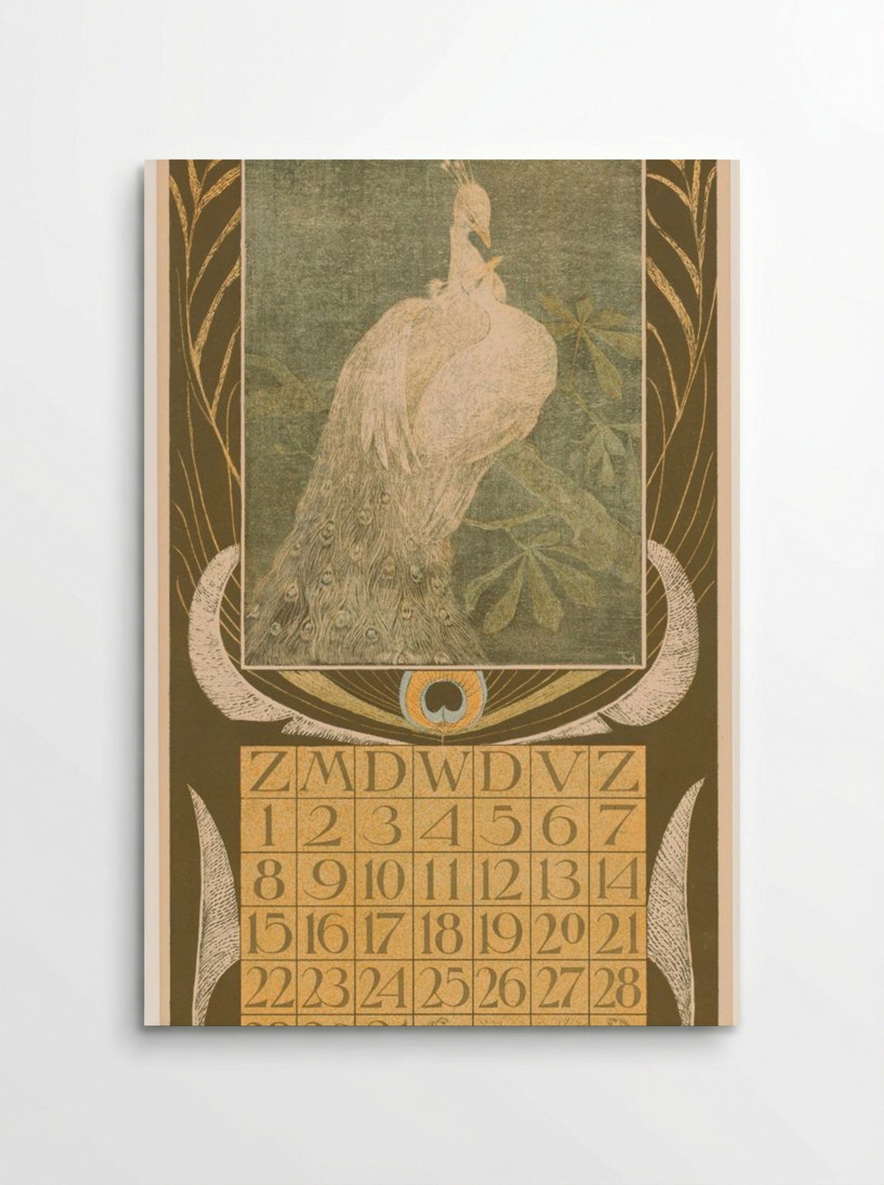 Kalenderblad Mei met Twee Pauwen - Theo van Hoytema - Poster