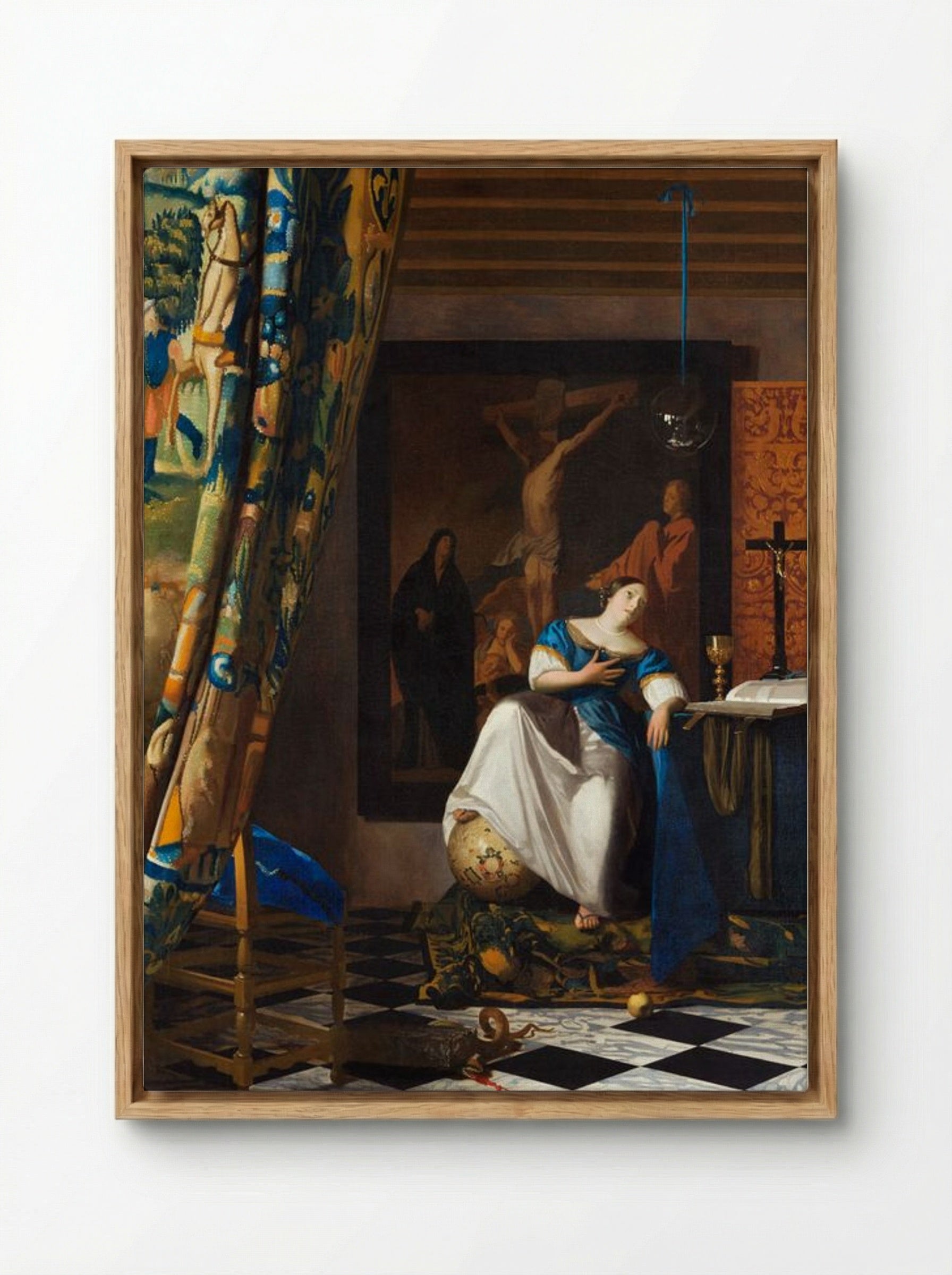 Allegory of the Catholic Faith - Johannes Vermeer - Framed Canvas Wood